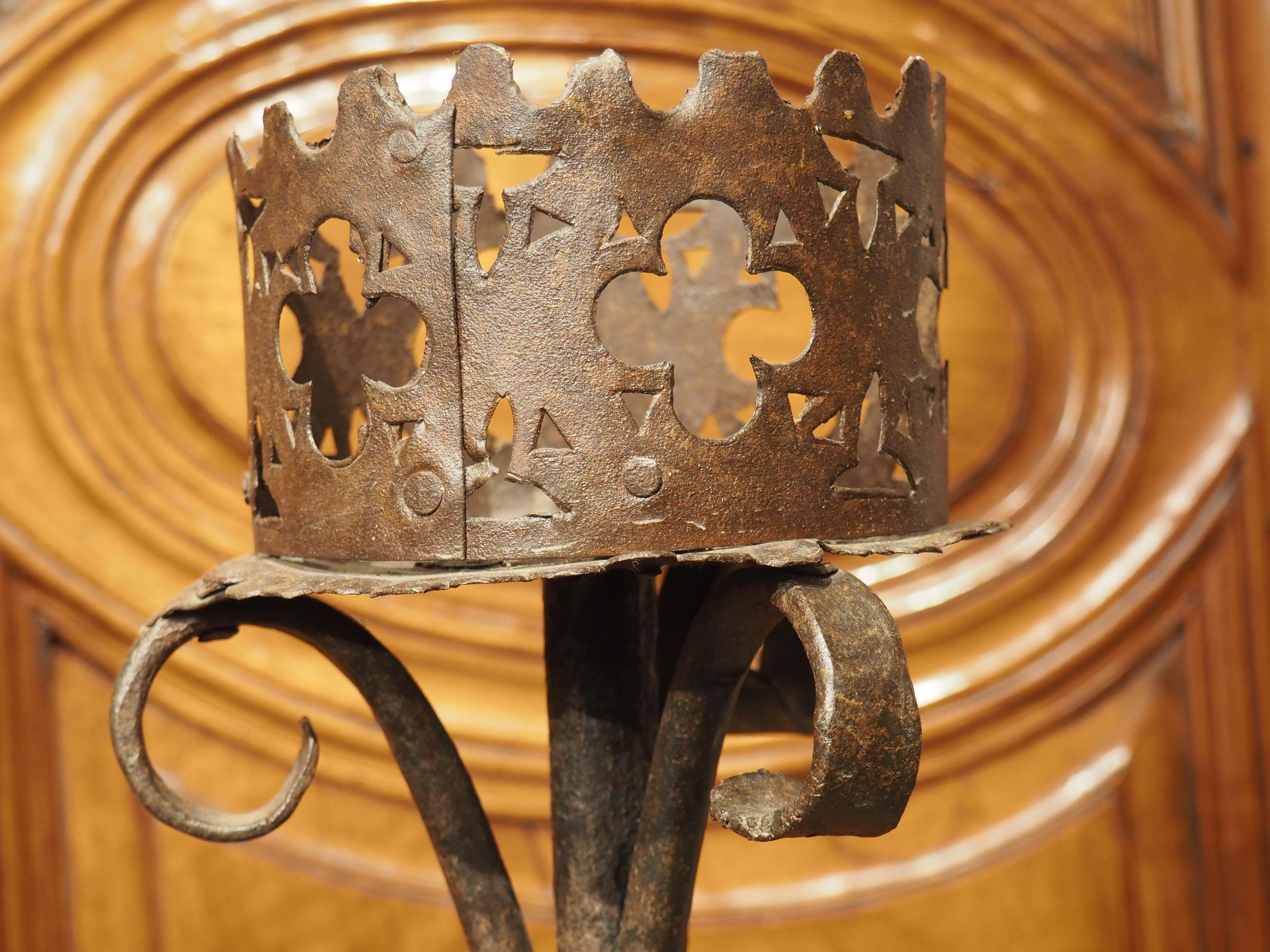 Antique Wrought Iron Spanish Candle Holder, Circa 1600 6
