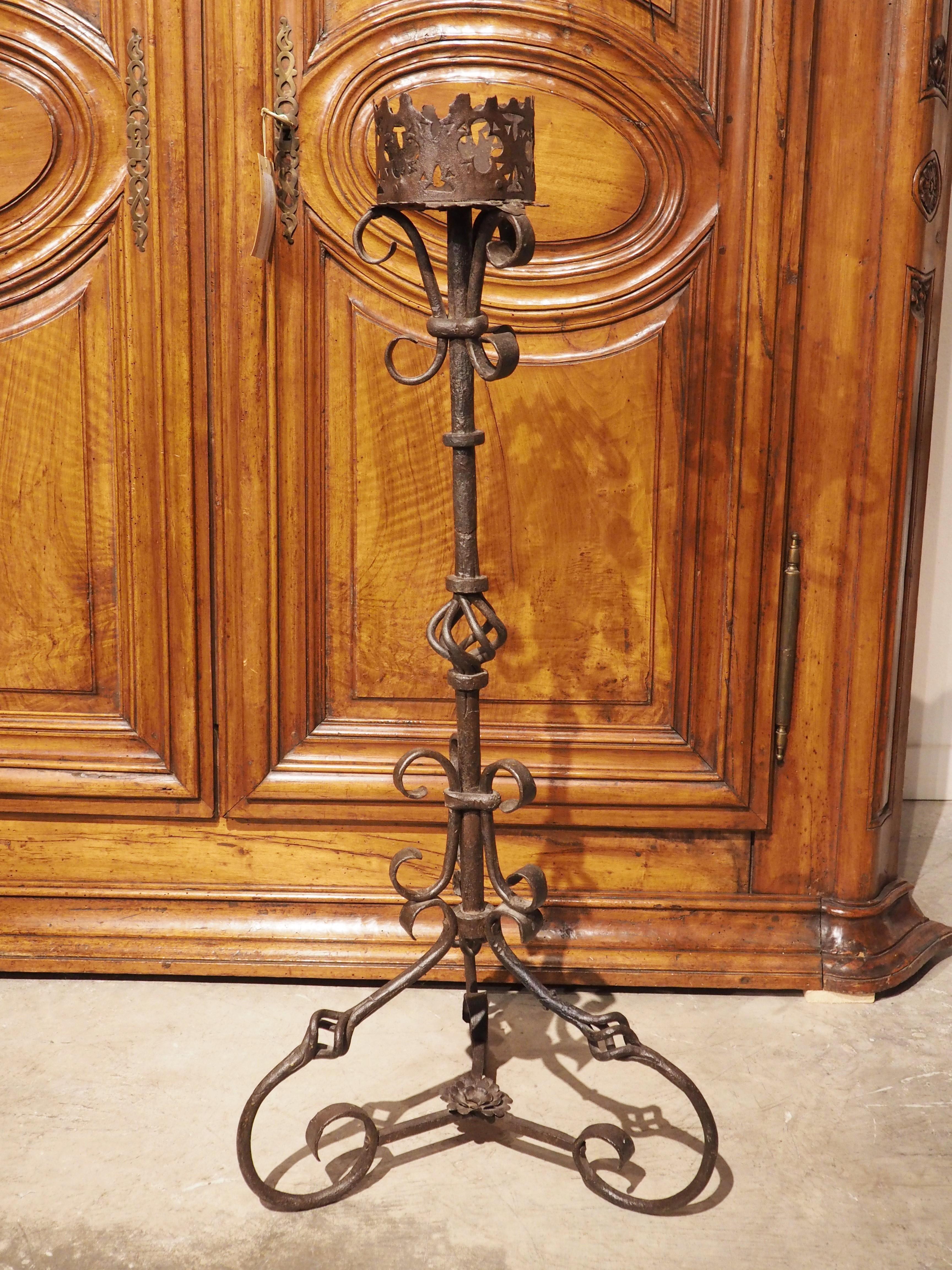 Antique Wrought Iron Spanish Candle Holder, Circa 1600 13