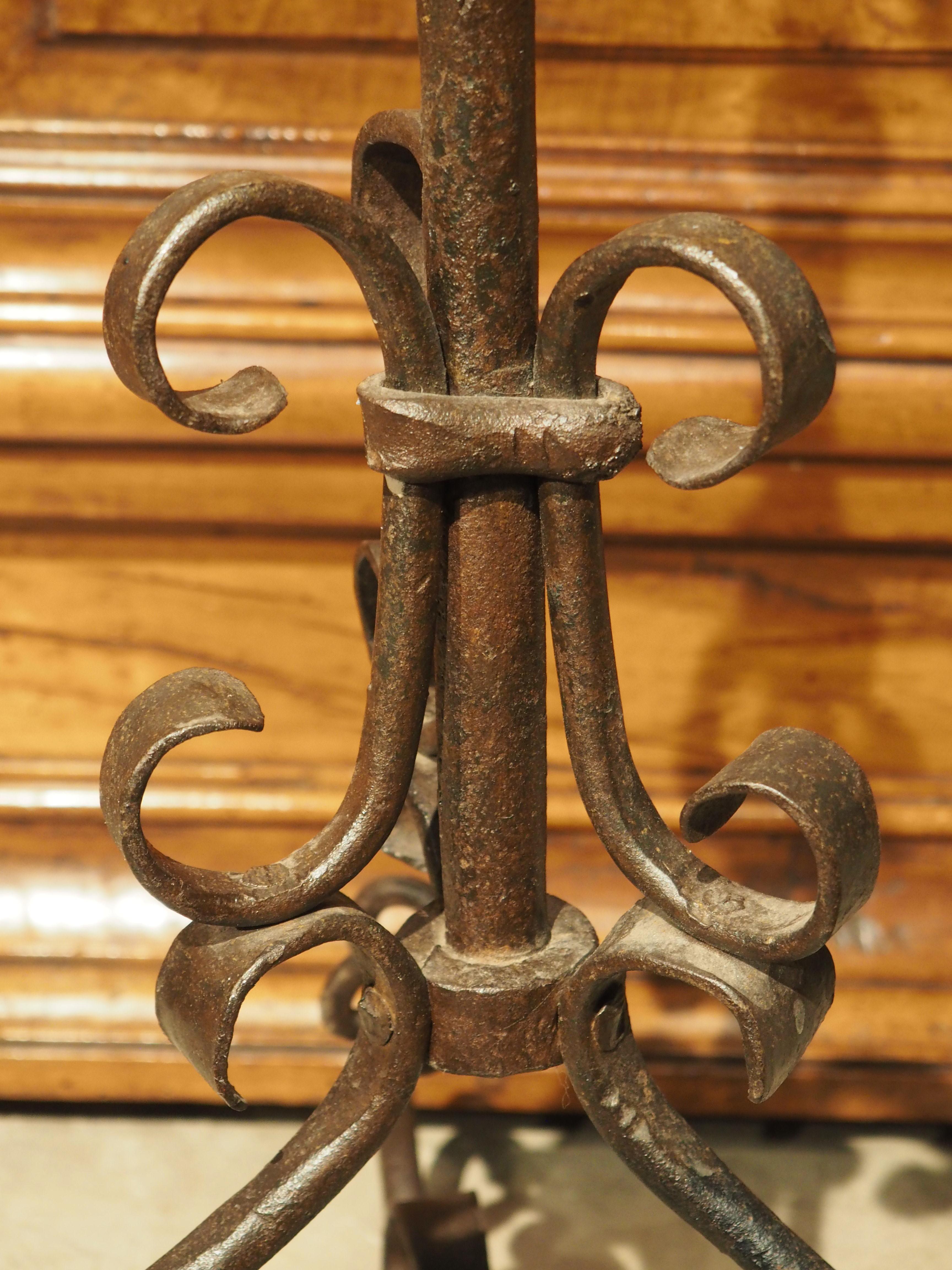 Antique Wrought Iron Spanish Candle Holder, Circa 1600 In Good Condition In Dallas, TX