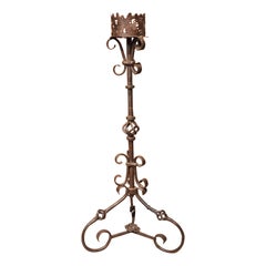 Antique Wrought Iron Spanish Candle Holder, Circa 1600