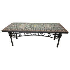 Antique Wrought Iron Spanish Tile Top Table