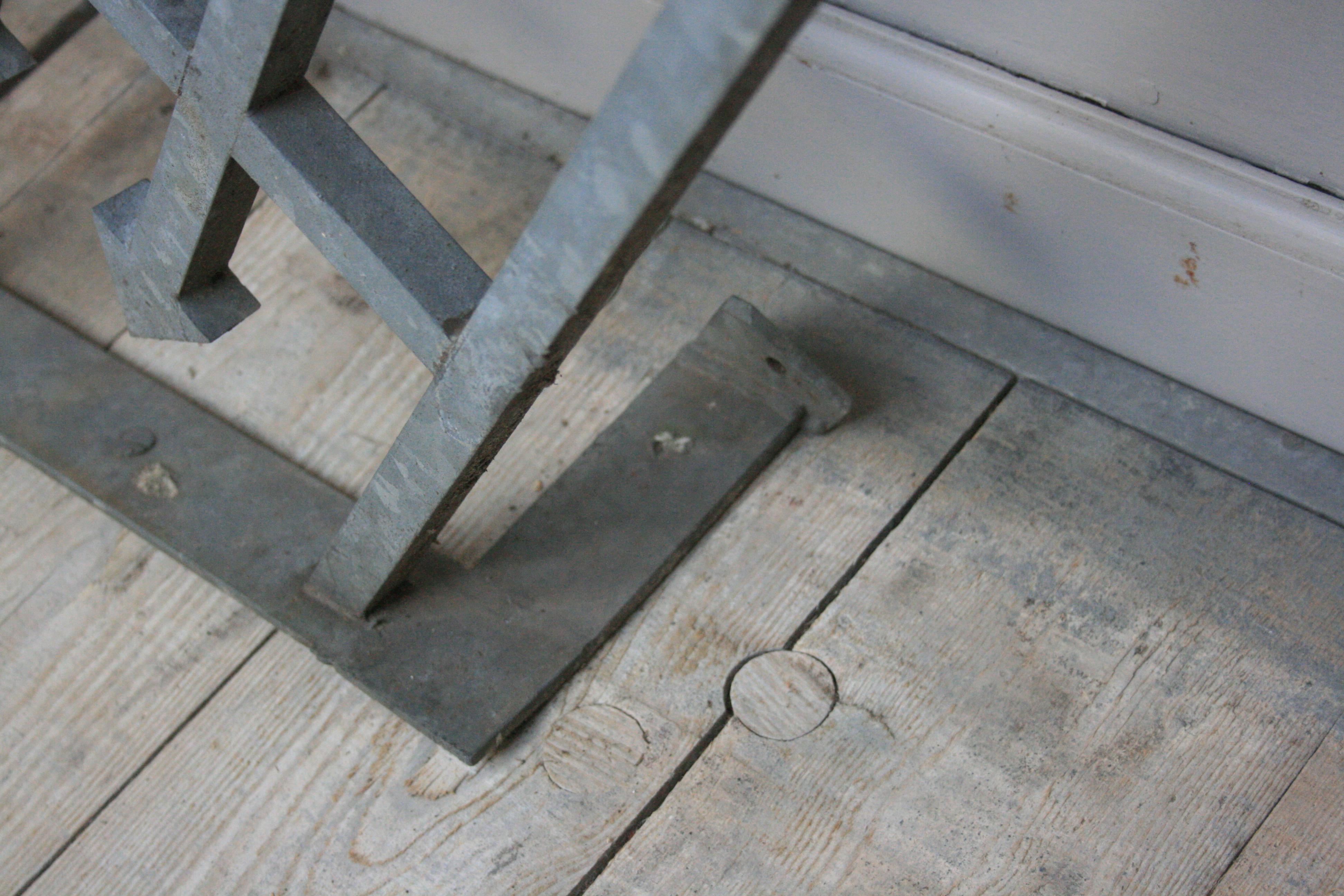 Late 19th Century Antique Wrought Iron Stair Railing, Sandblasted and Galvanized For Sale