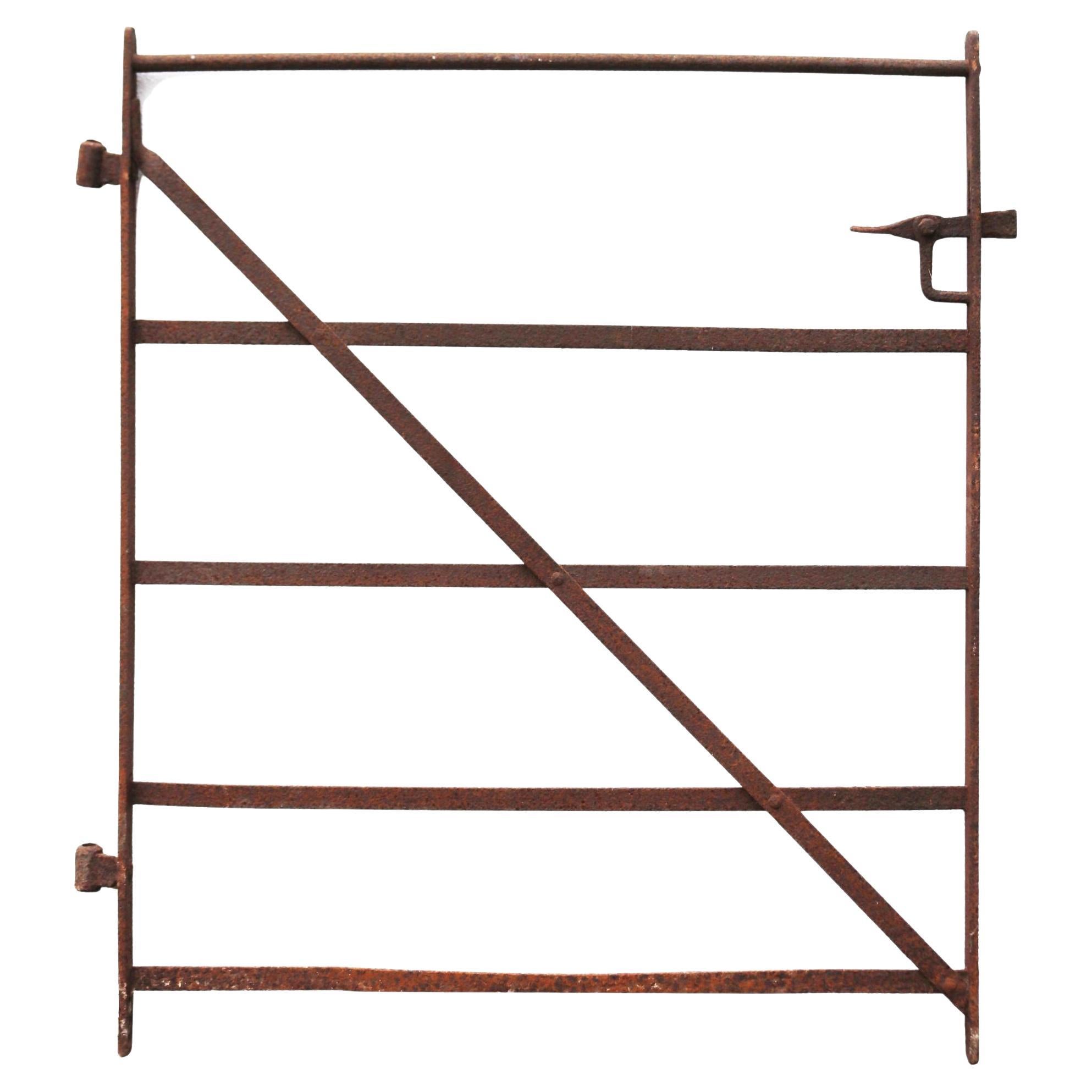 Antique Wrought Iron Strap Work Gate For Sale