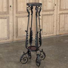 Antique Wrought Iron Two-Tiered Pedestal