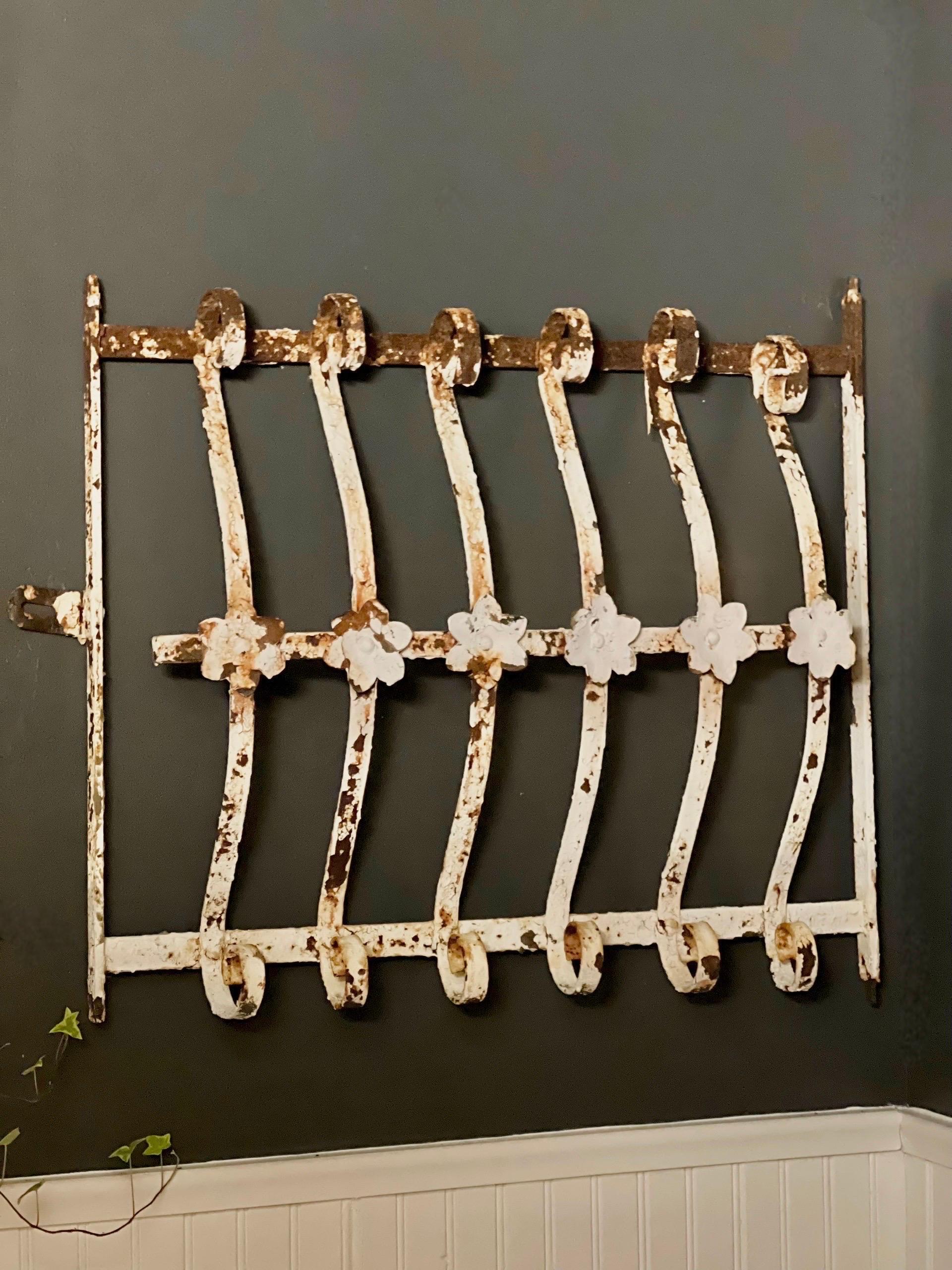 Antique Wrought Iron Window Guard Grates/Grills or Garden Gates, Set of 2 For Sale 6