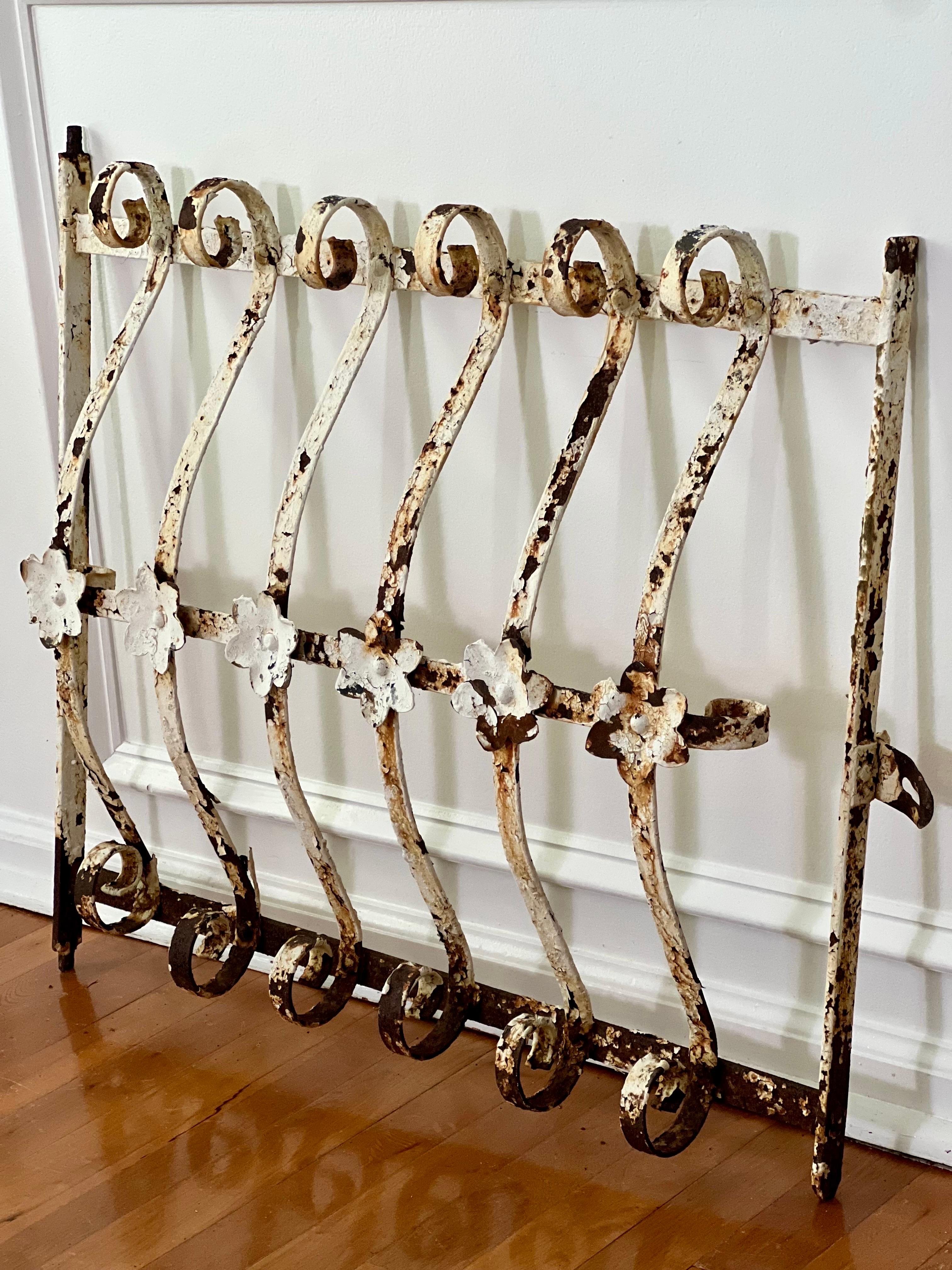 Victorian Antique Wrought Iron Window Guard Grates/Grills or Garden Gates, Set of 2 For Sale