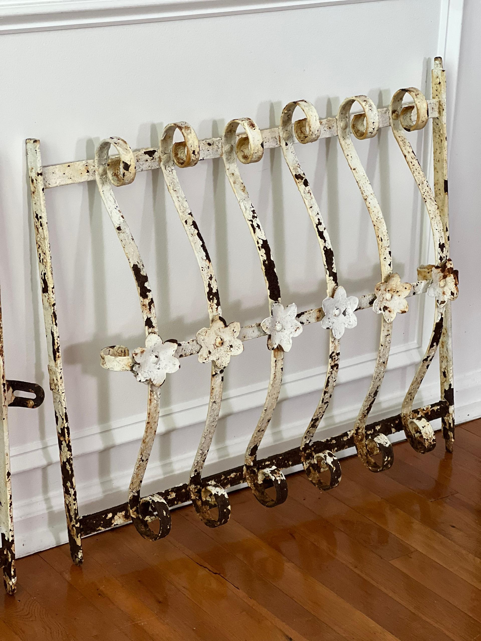 Hand-Crafted Antique Wrought Iron Window Guard Grates/Grills or Garden Gates, Set of 2 For Sale