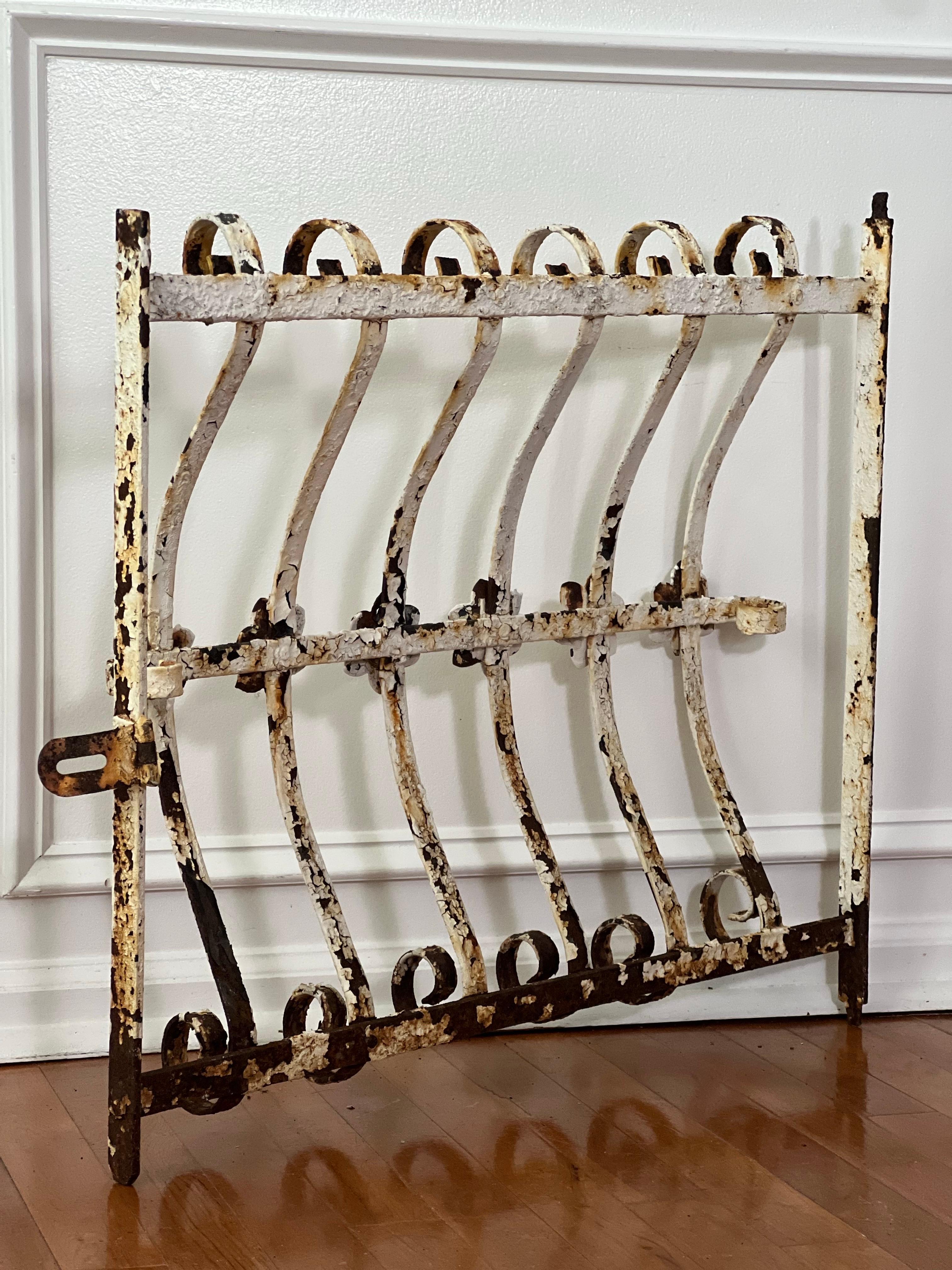 Antique Wrought Iron Window Guard Grates/Grills or Garden Gates, Set of 2 In Good Condition For Sale In Doylestown, PA