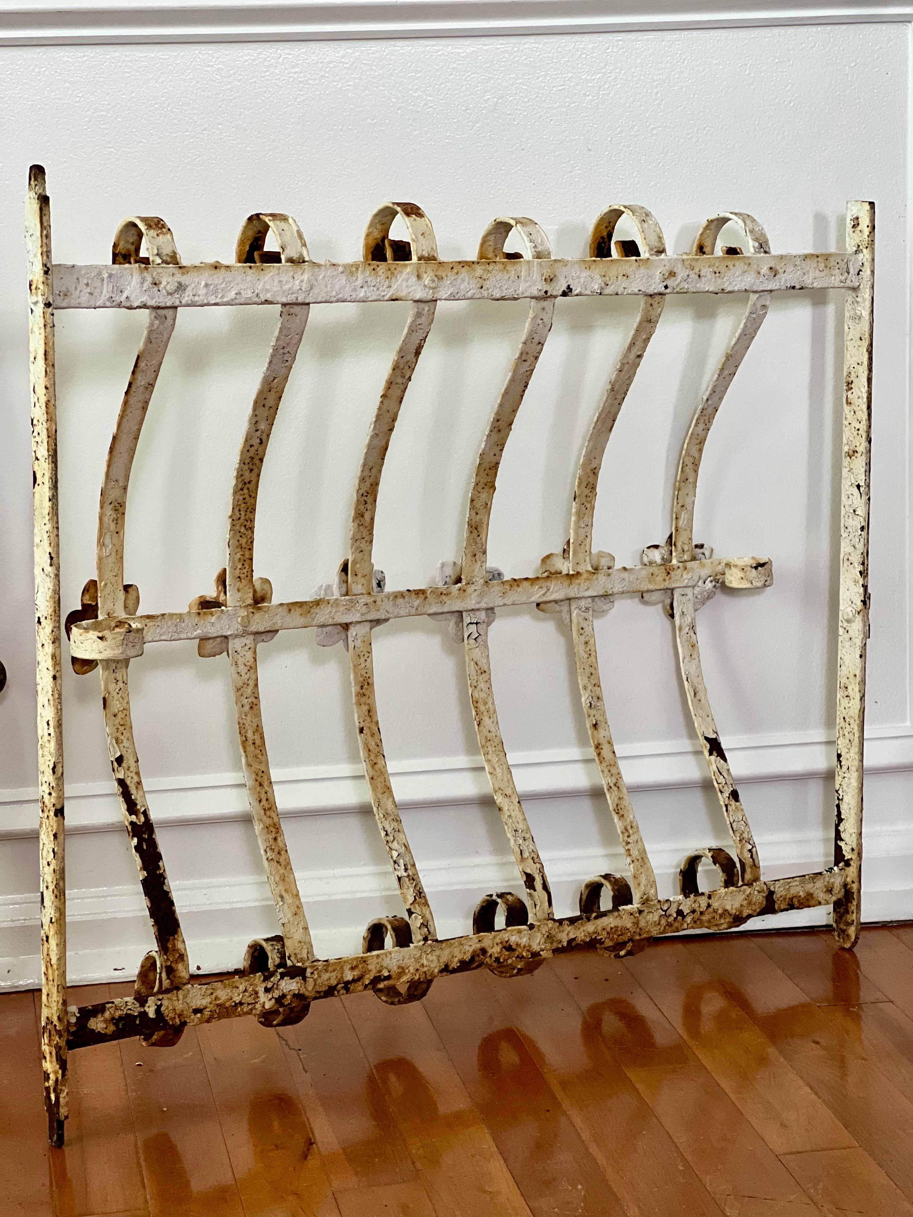 19th Century Antique Wrought Iron Window Guard Grates/Grills or Garden Gates, Set of 2 For Sale