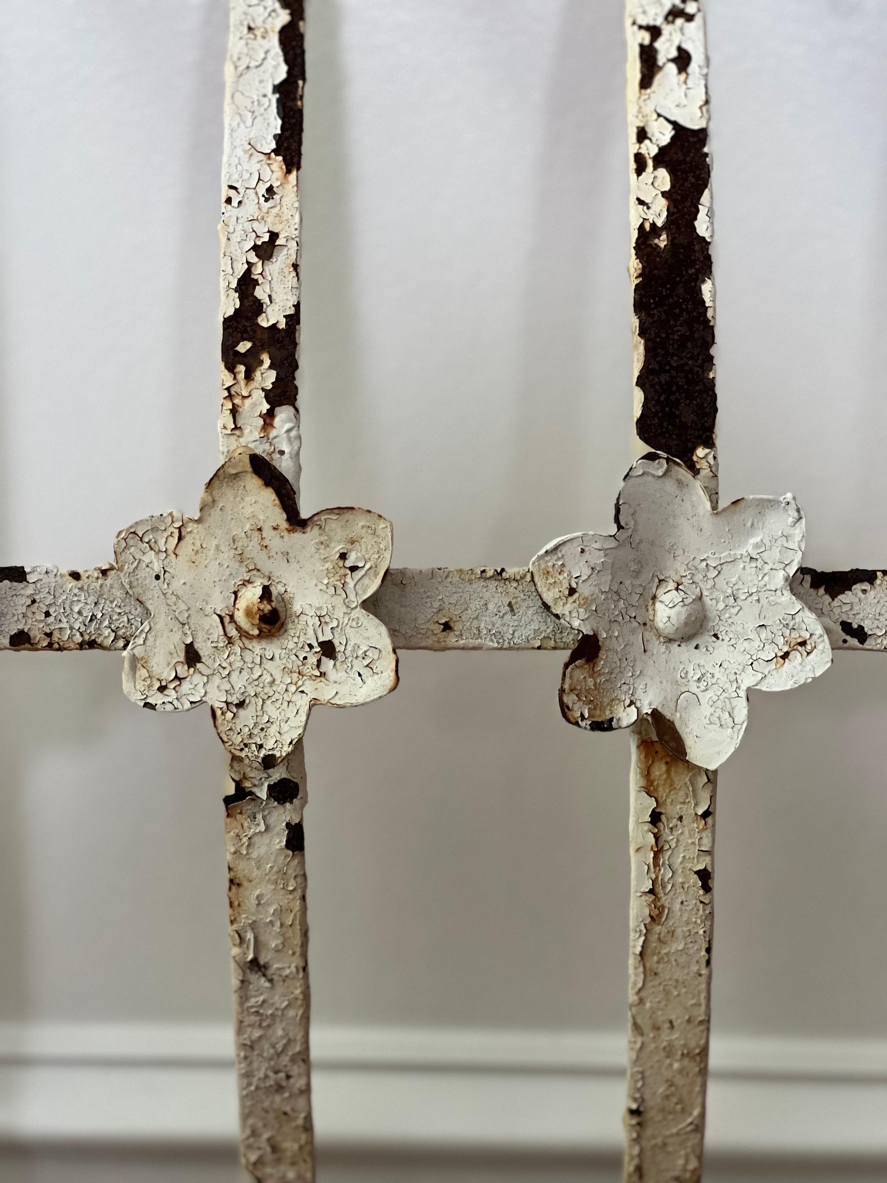 Antique Wrought Iron Window Guard Grates/Grills or Garden Gates, Set of 2 For Sale 3