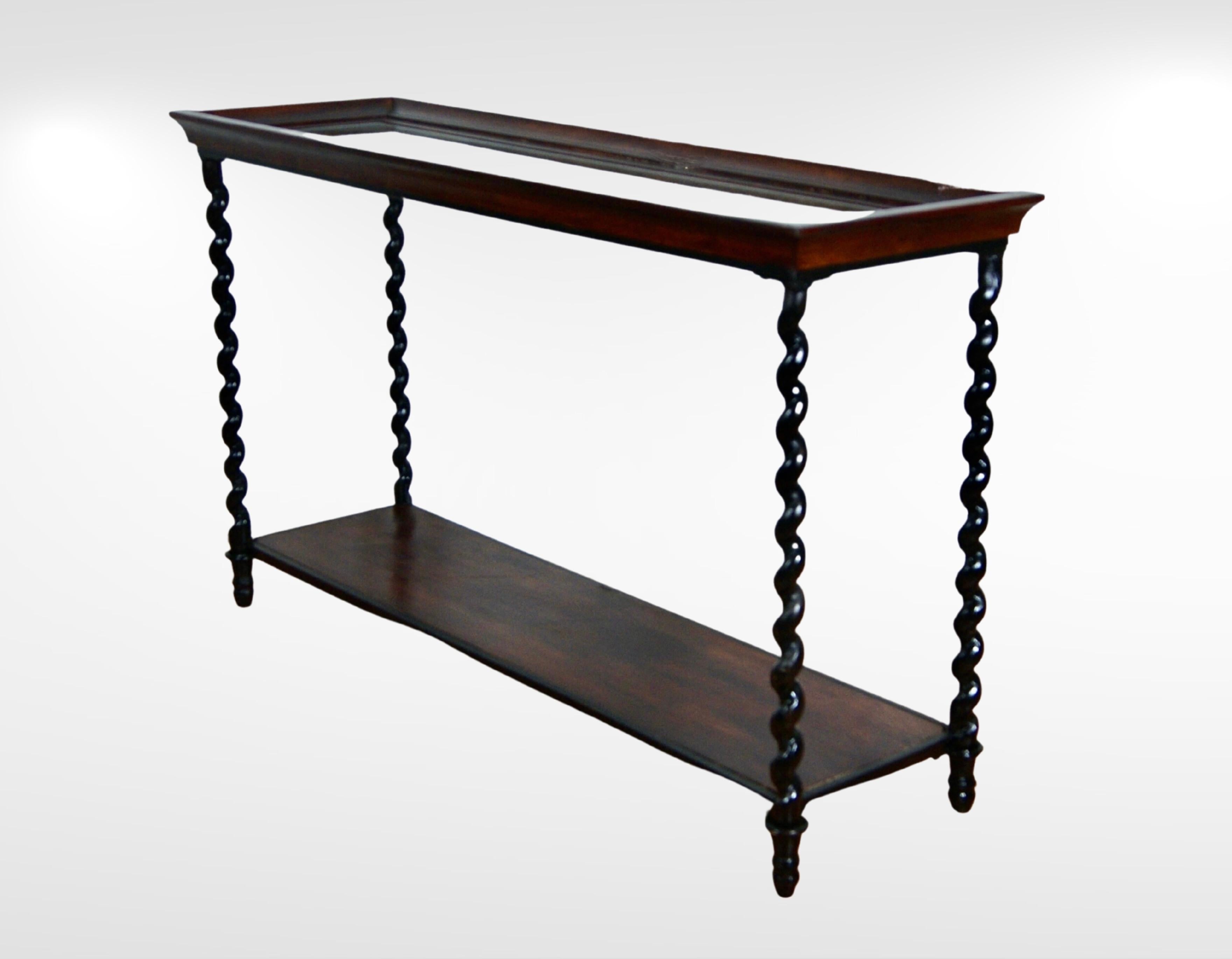 English Antique Wrought Iron Wood & Glass Rectangular Console Table Hallway Decor
