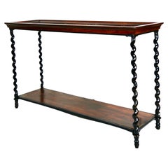 Antique Wrought Iron Wood & Glass Rectangular Console Table Hallway Decor