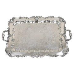 Antique WSB English Victorian Heavy Silver Plated Ornate Serving Platter Tray