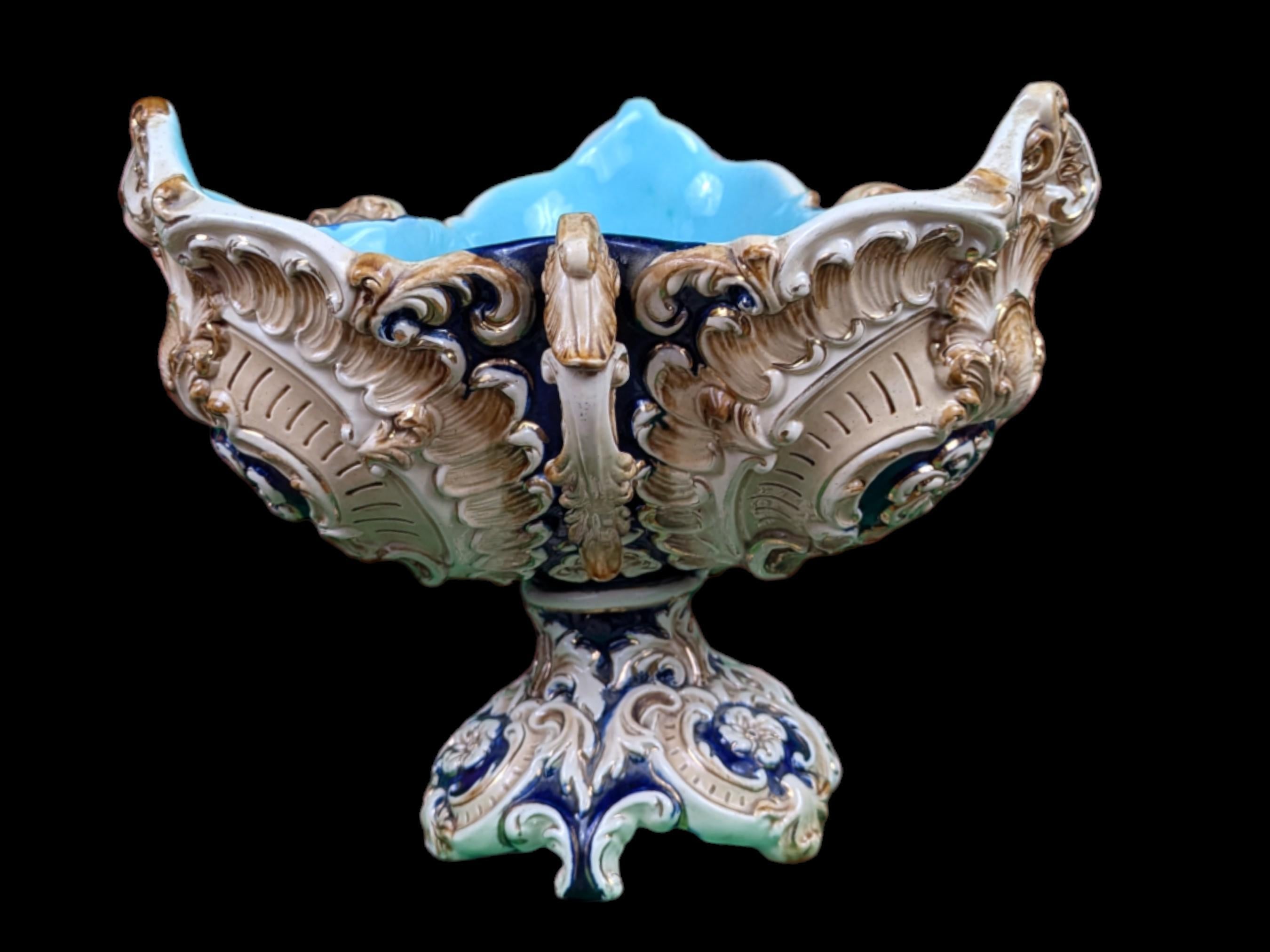 Late 19th Century Antique WS&S Austrian Majolica Clover Shape Bowl