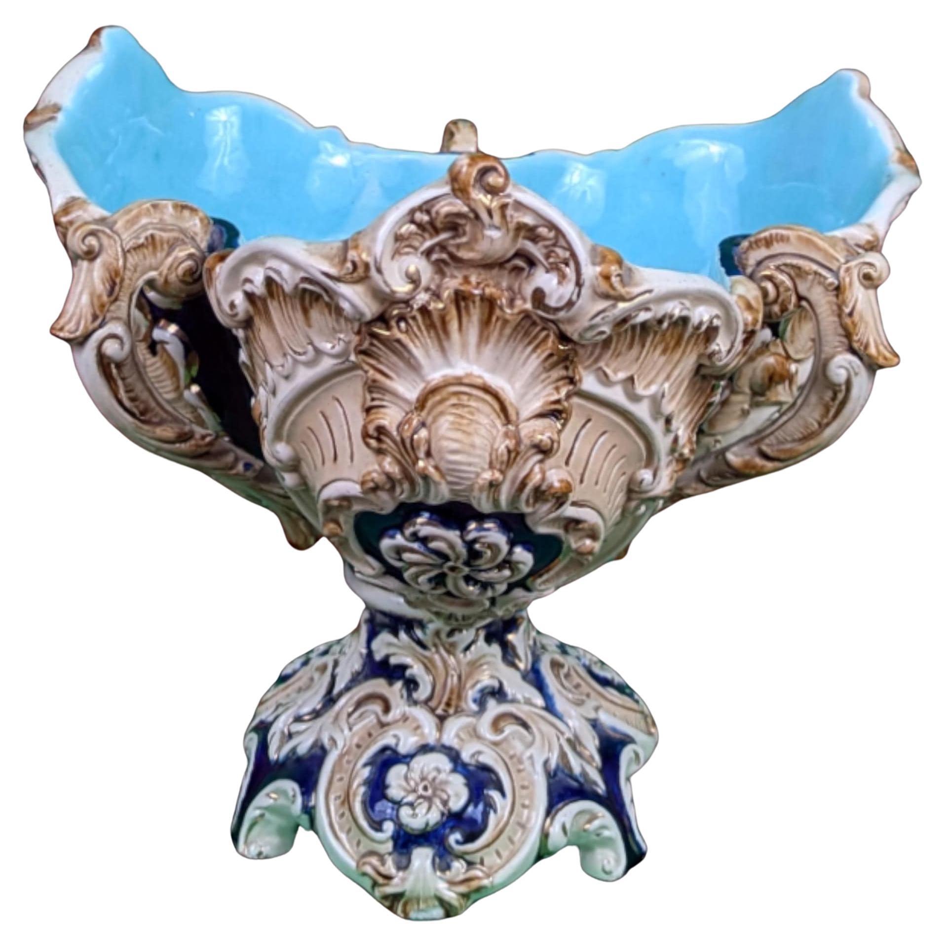 Antique bol en forme de trèfle en majolique autrichienne WS&S