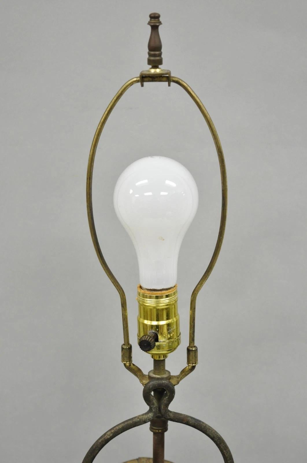 Antiguo WT George & Co Lámpara de mesa convertida en farol marítimo inglés de cobre en venta 6