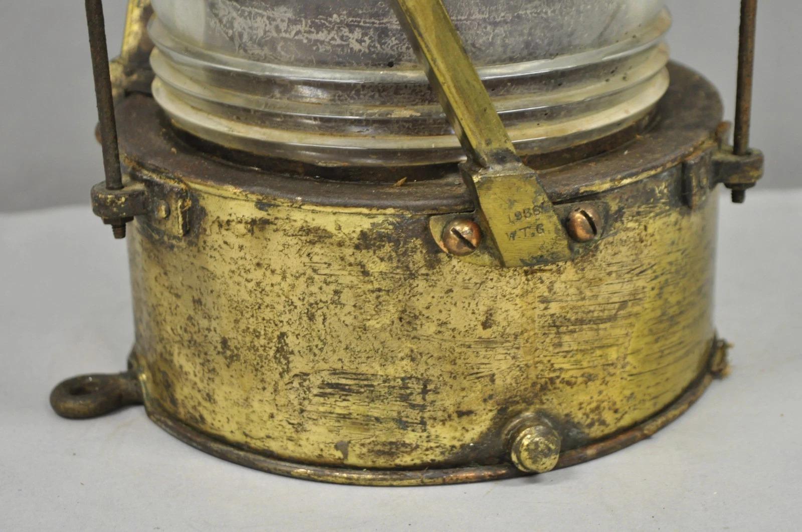 Antiguo WT George & Co Lámpara de mesa convertida en farol marítimo inglés de cobre en venta 1