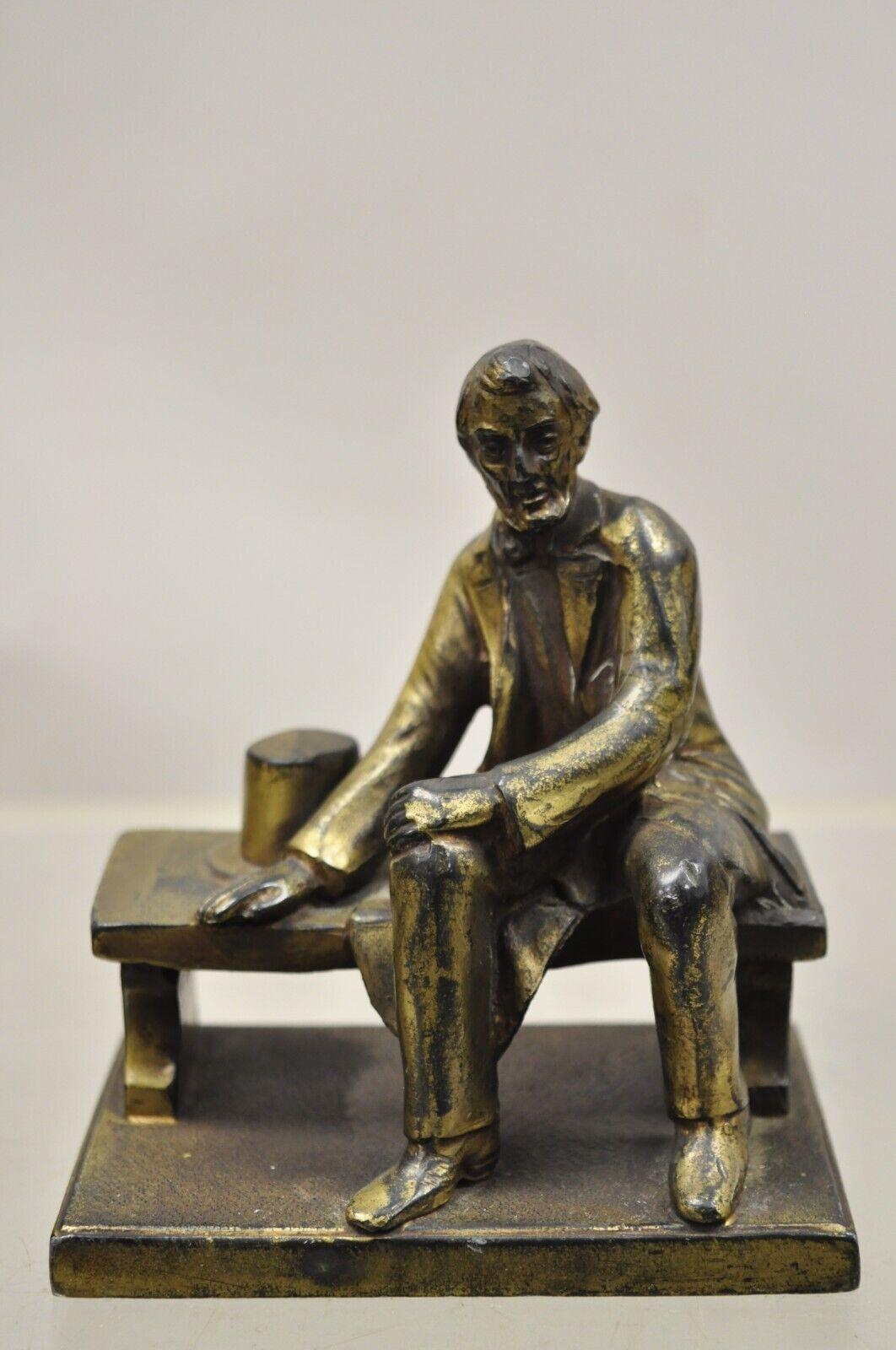 Antike W.V. Egbert Co. sitzende Abraham Abe Lincoln Metallbronze-Buchstützen (Amerikanische Klassik) im Angebot