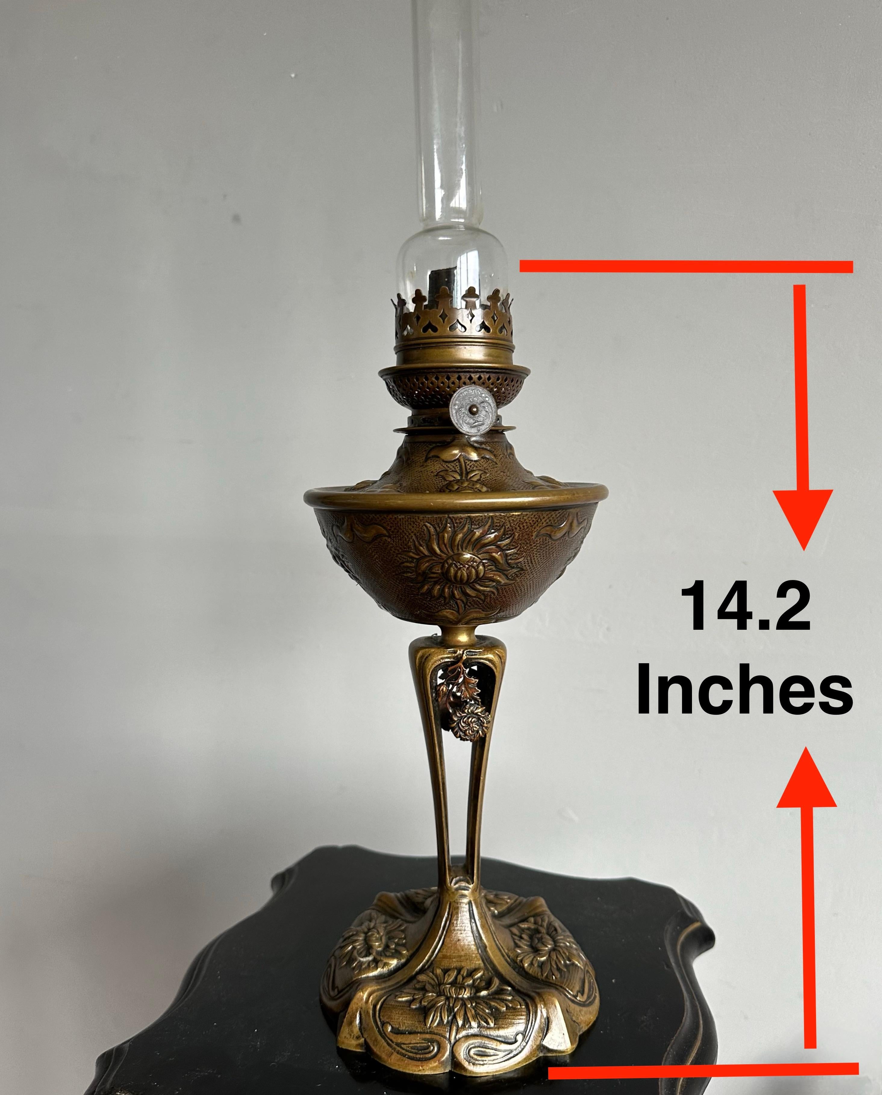 Antike W&W Kosmos Bronze-Öllampe - CIRCA 1900 - Exquisites Jugendstil-Design im Angebot 5