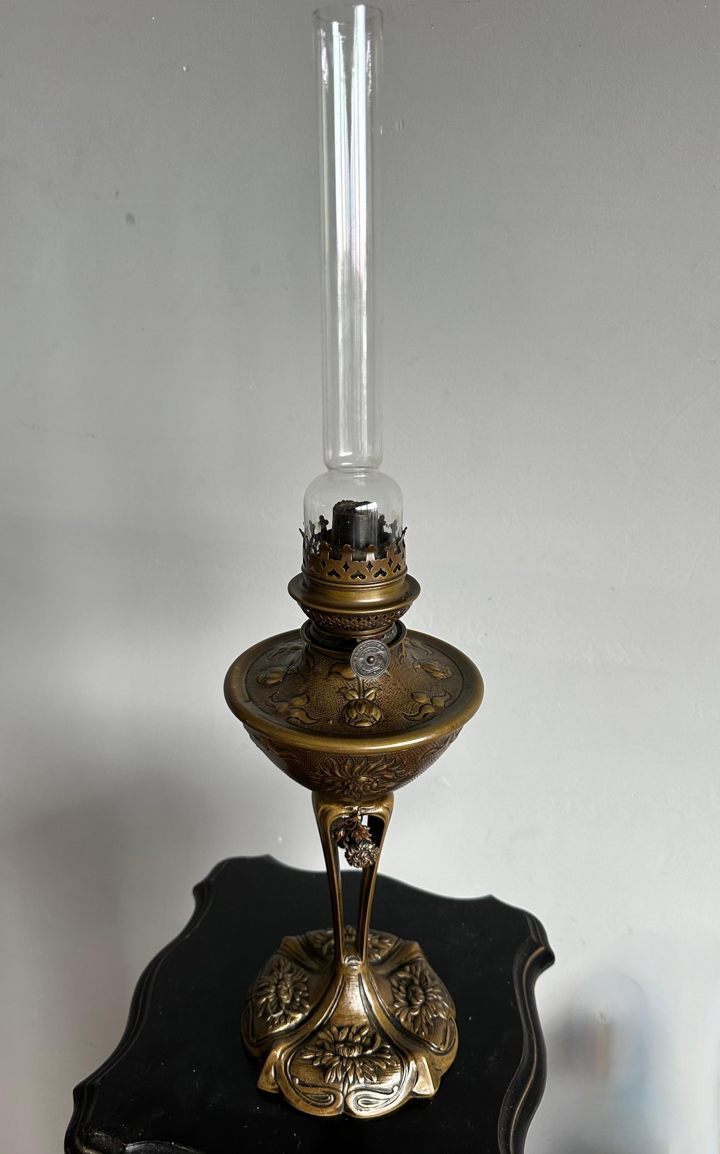 Antike W&W Kosmos Bronze-Öllampe - CIRCA 1900 - Exquisites Jugendstil-Design im Angebot 6