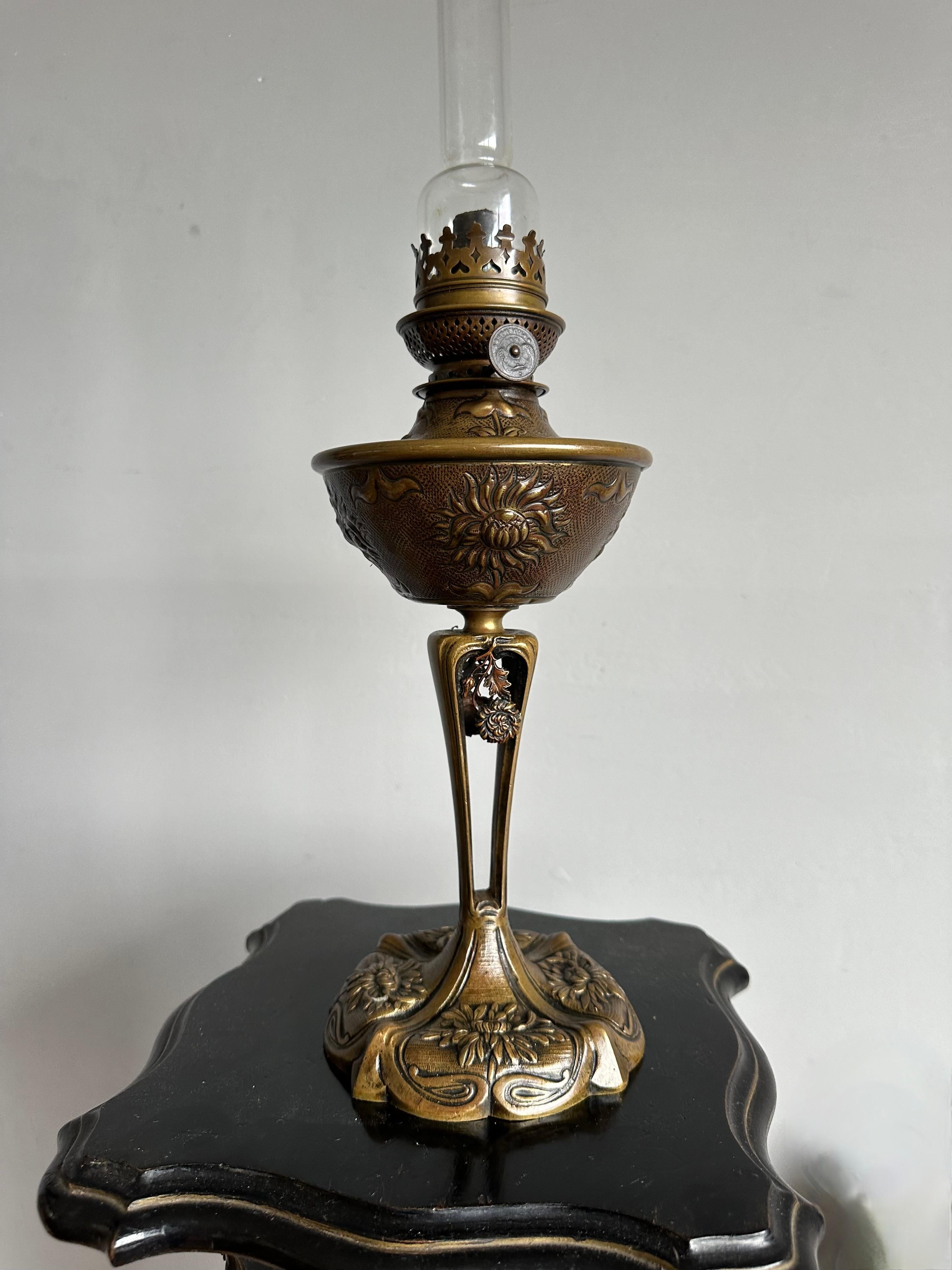 Antike W&W Kosmos Bronze-Öllampe - CIRCA 1900 - Exquisites Jugendstil-Design im Angebot 7