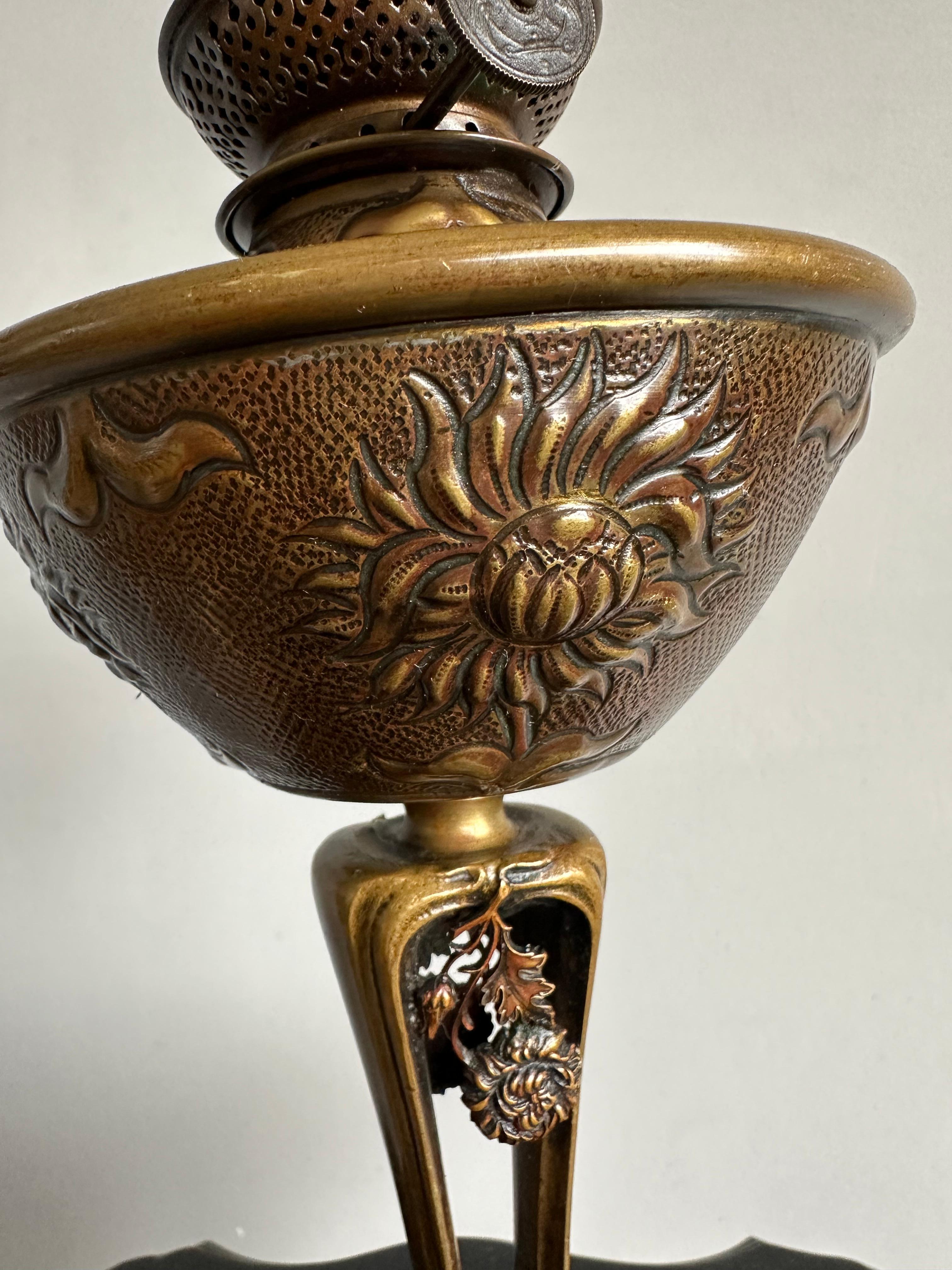 Antike W&W Kosmos Bronze-Öllampe - CIRCA 1900 - Exquisites Jugendstil-Design im Angebot 8