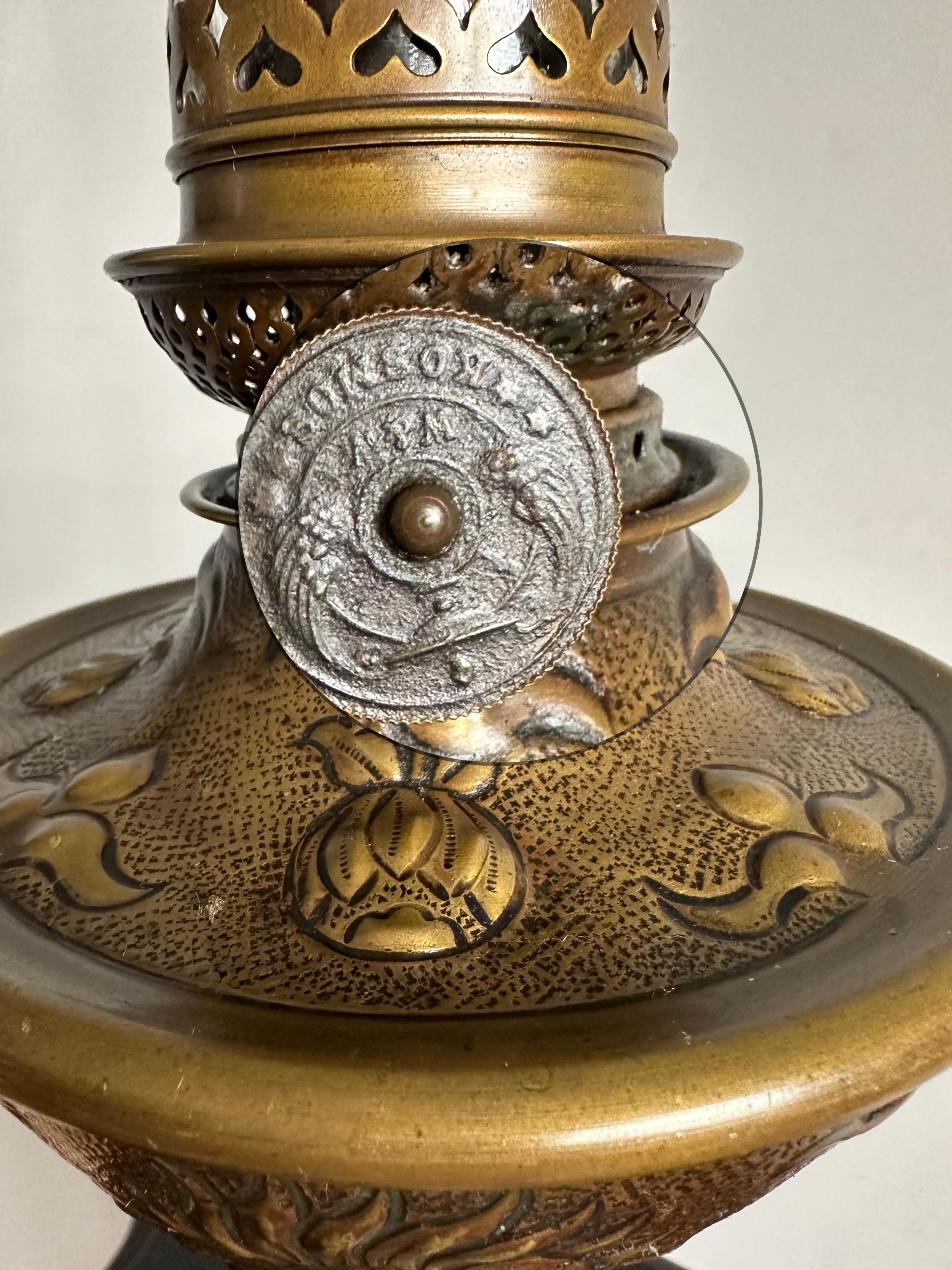 Antike W&W Kosmos Bronze-Öllampe - CIRCA 1900 - Exquisites Jugendstil-Design im Angebot 10