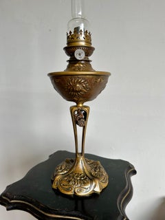 Antique W&W Kosmos Bronze Oil Lamp – Circa 1900 – Exquisite Art Nouveau Design