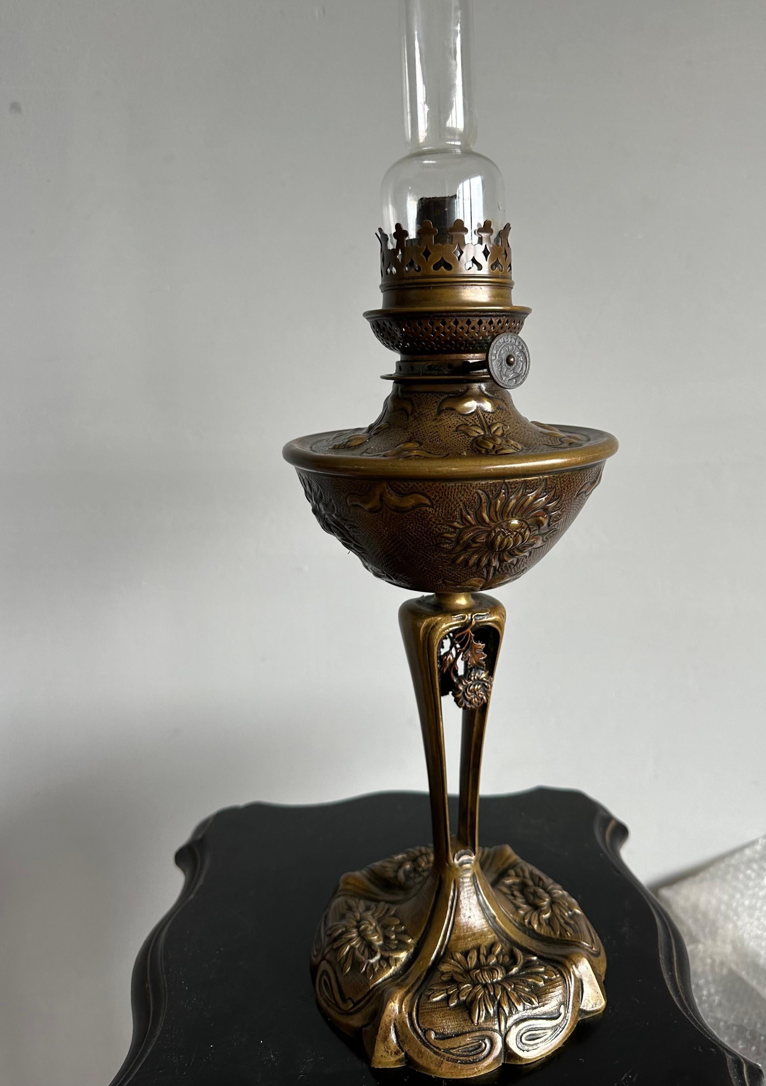 Antike W&W Kosmos Bronze-Öllampe - CIRCA 1900 - Exquisites Jugendstil-Design im Angebot 12