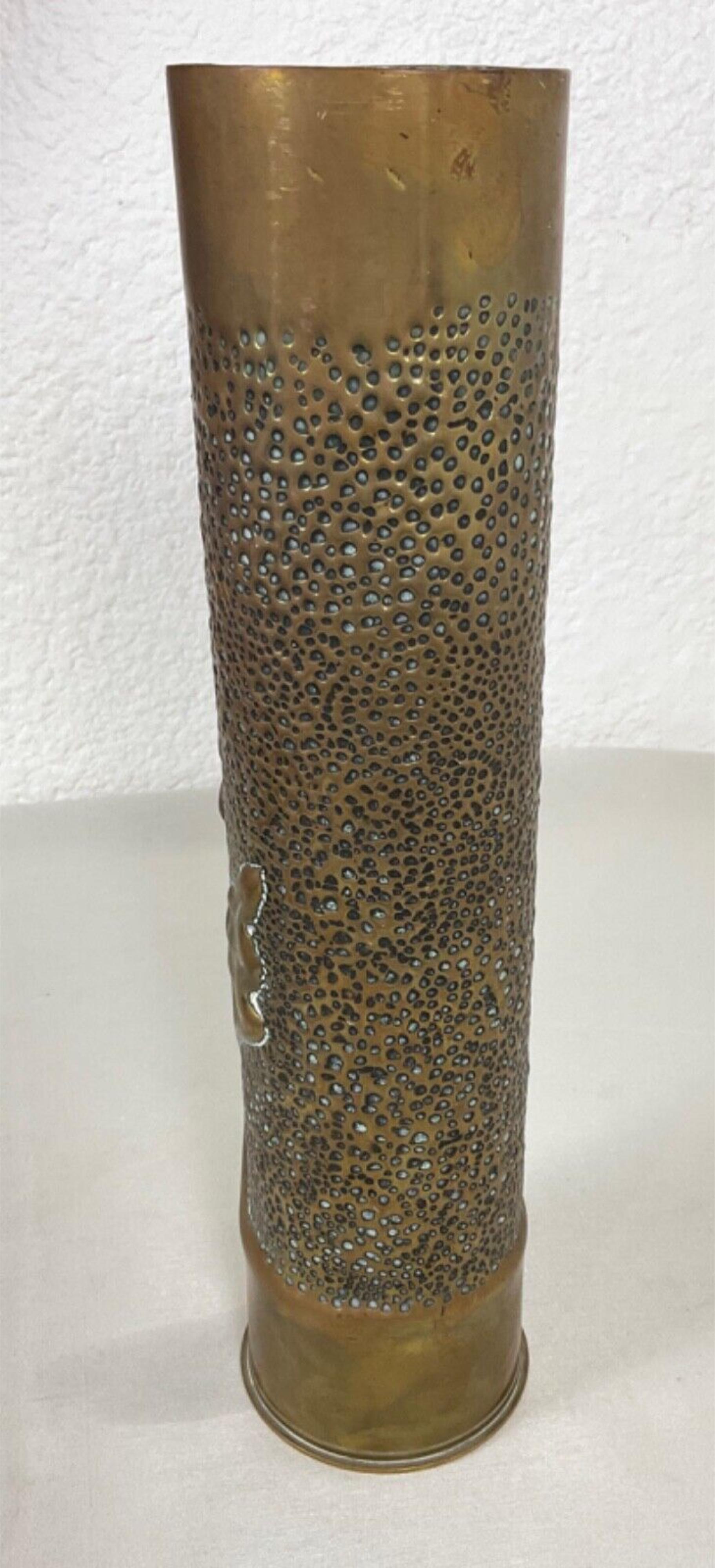 Antike WW1 1916 Trench Art Shell Fall - Eiche Blatt und Eichel Design - 2Y494 (Messing) im Angebot
