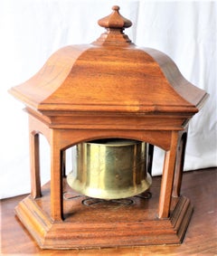 Antique WW1 Era Brass Trench Art Engraved Shell Casing Dinner Bell or Gong