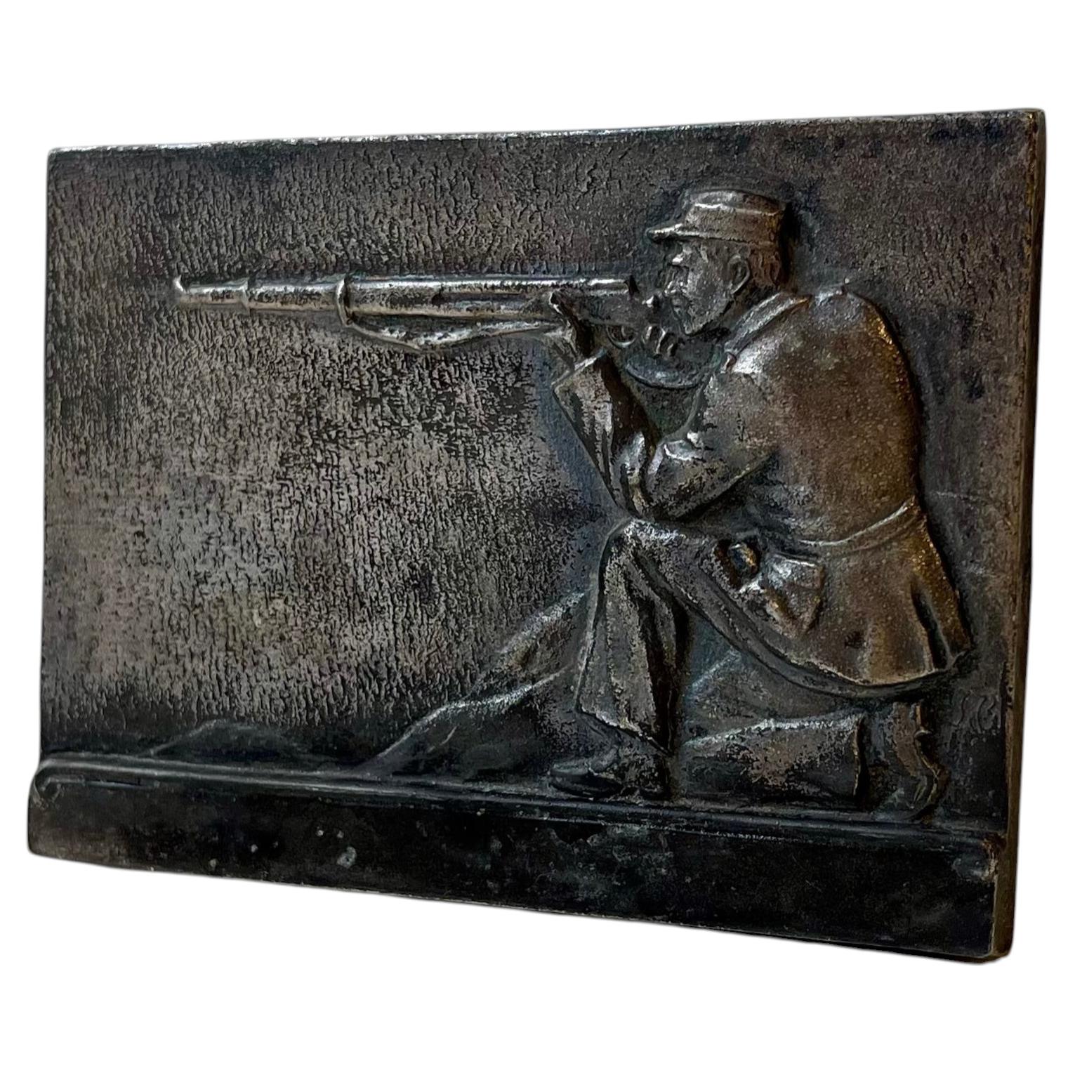 Antique WW1 Infantry Plaquette in Silvered Bronze