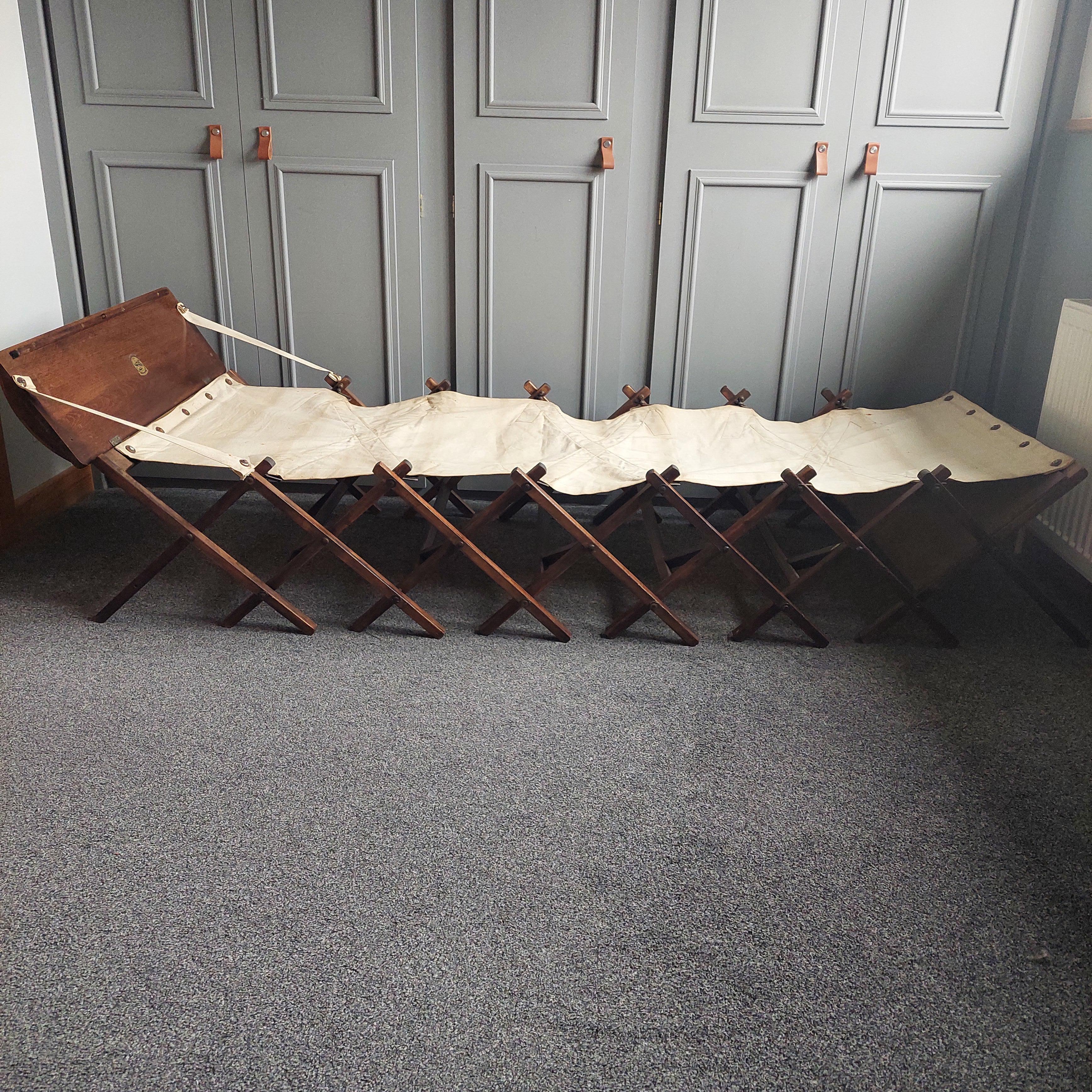 Antique WW1  Military Officers 'Cabinetta' folding campaign bed , 1900s 3