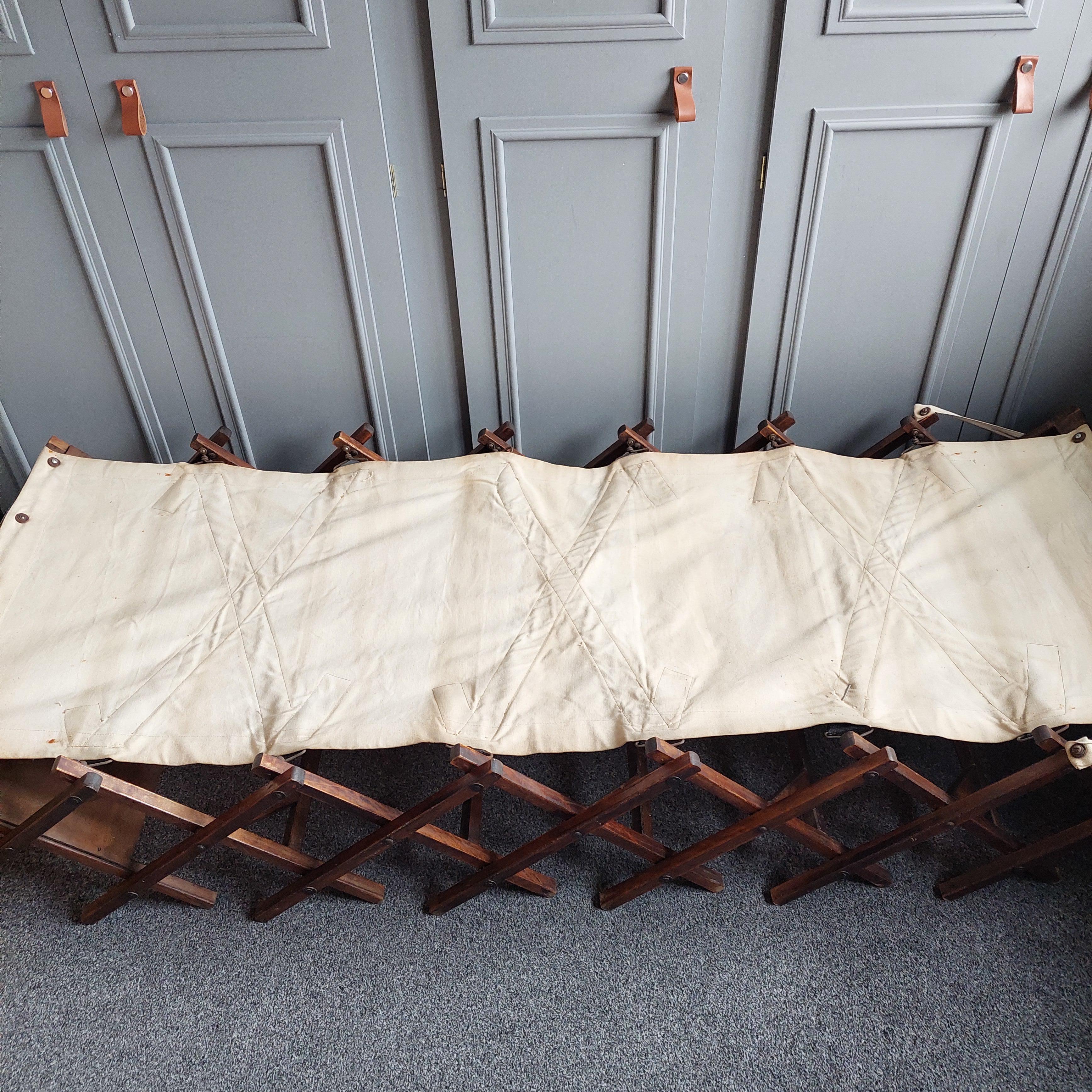 Antique WW1  Military Officers 'Cabinetta' folding campaign bed , 1900s 5