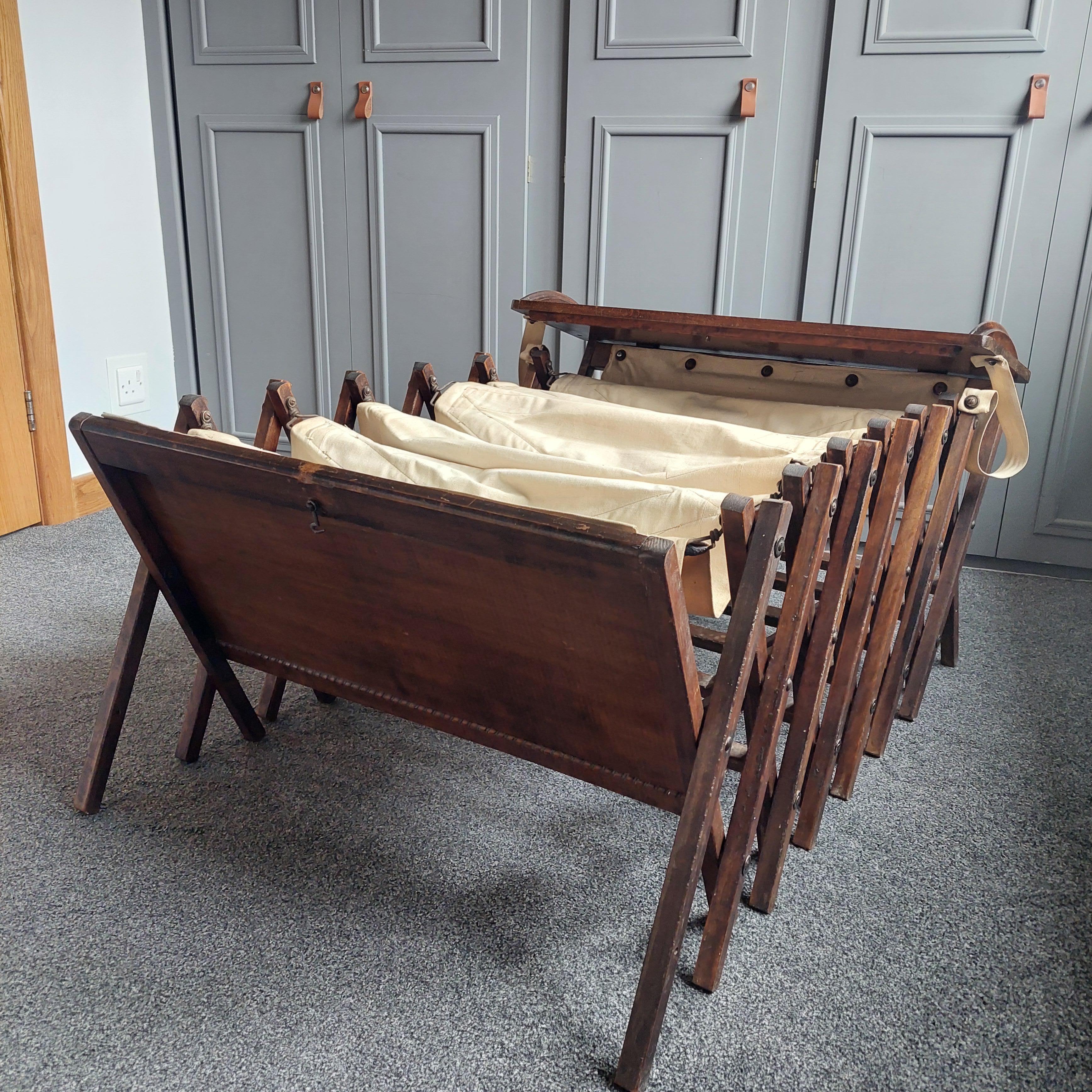 Canvas Antique WW1  Military Officers 'Cabinetta' folding campaign bed , 1900s