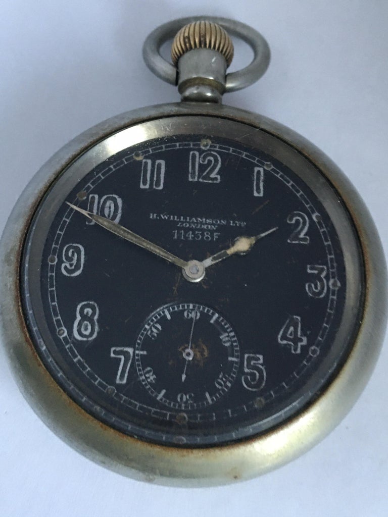 Antique WW1 Pocket Watch, H. Williamson Ltd London 11438F at 1stDibs