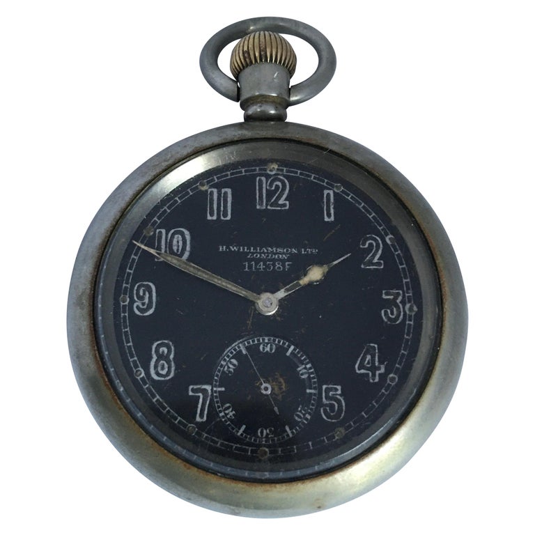 Antique WW1 Pocket Watch, H. Williamson Ltd London 11438F at 1stDibs