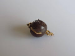 Gold Antique WWI Gold Mr Touch Wud Wood Lucky Charm Pendant