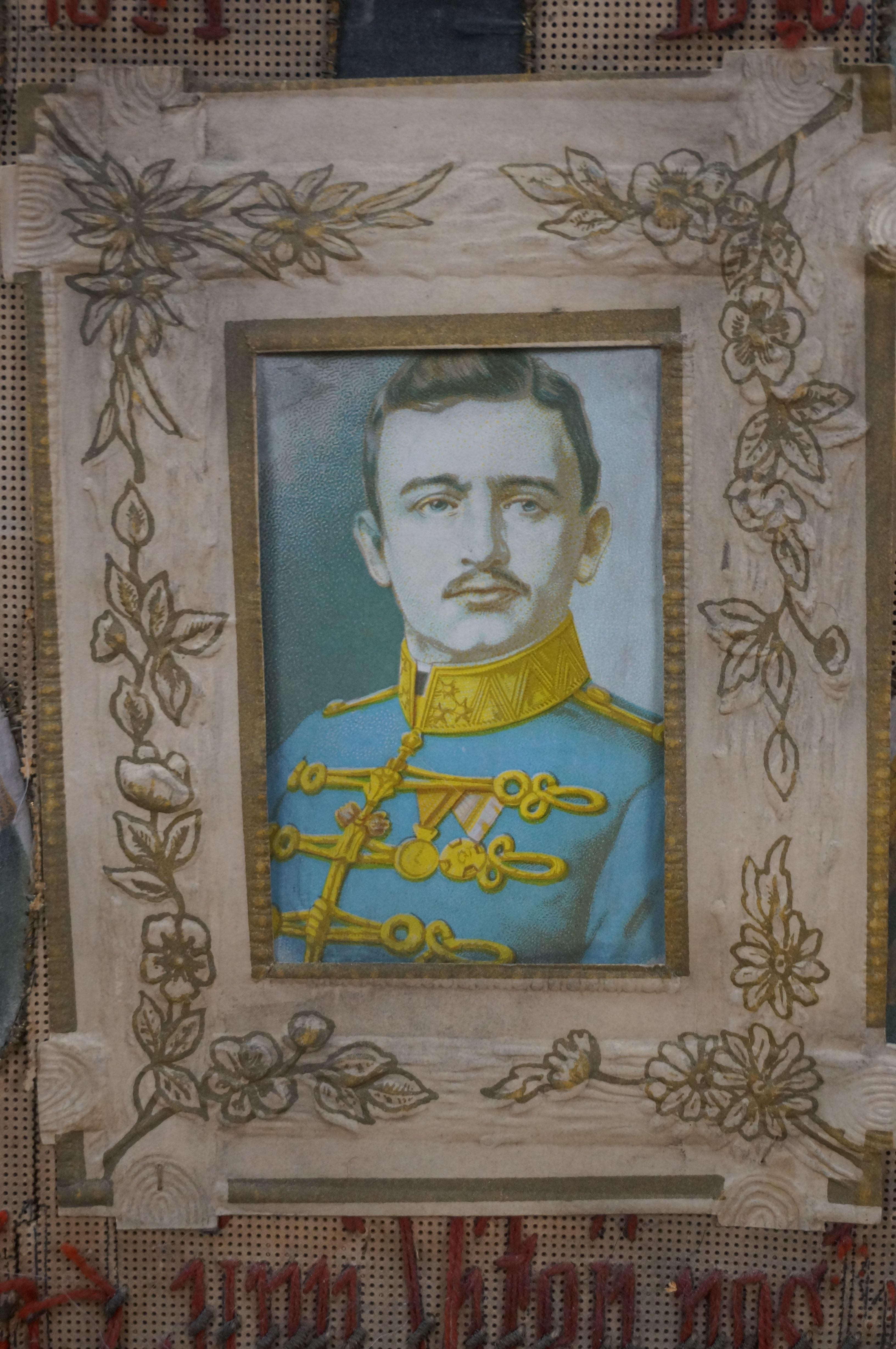 Antico pascià ottomano della prima guerra mondiale, ricamato con un collage di appelli militari per la pace, 19