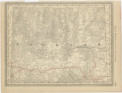 Antique Wyoming Map Wall Art – Railroads, Mountains & Plains, circa 1888