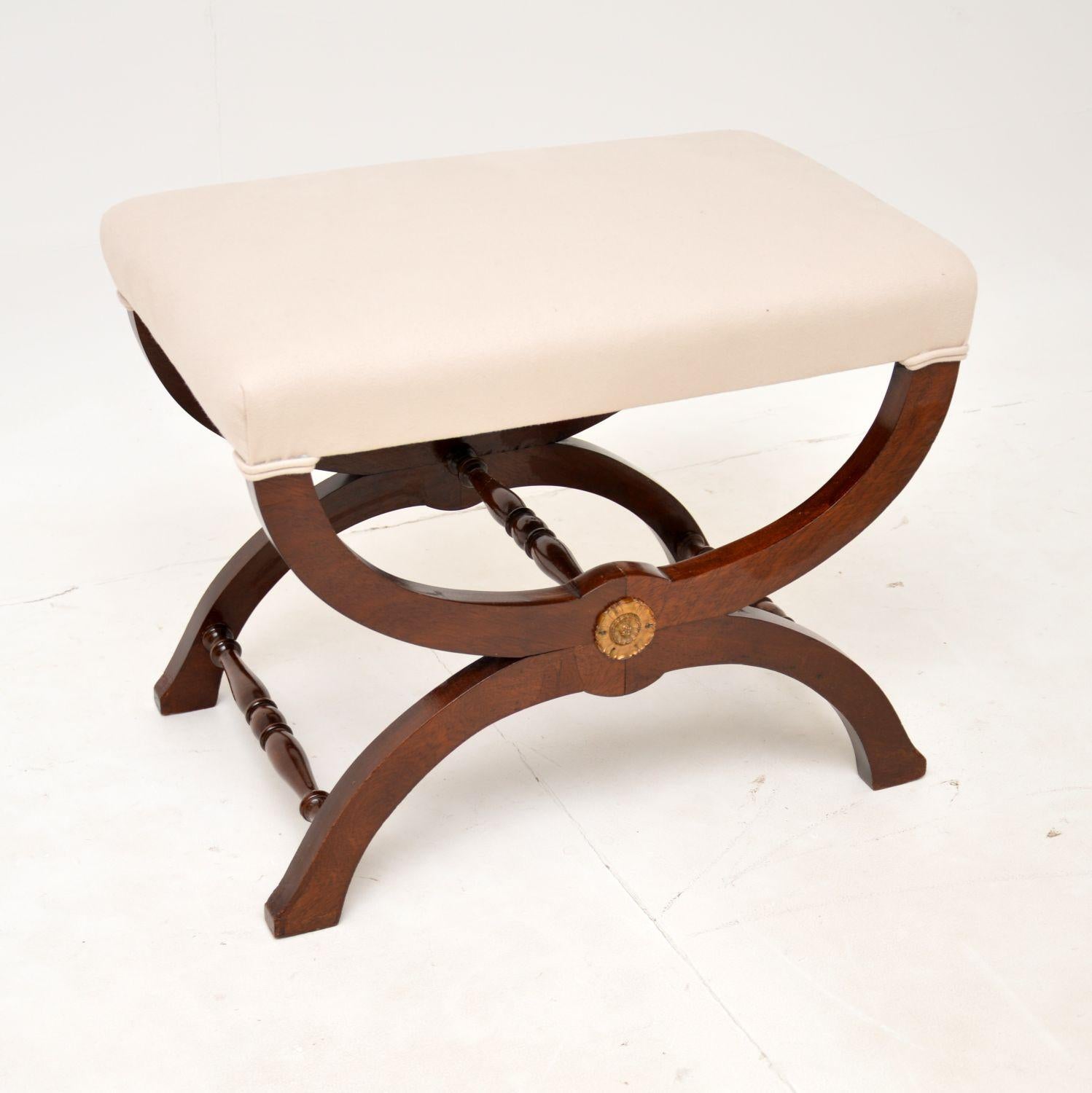 Fabric Antique X Frame Stool