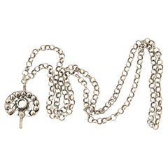 Antique XL 835 Silver Jasseron Necklace (80 cm) with Antique Silver Watch Key