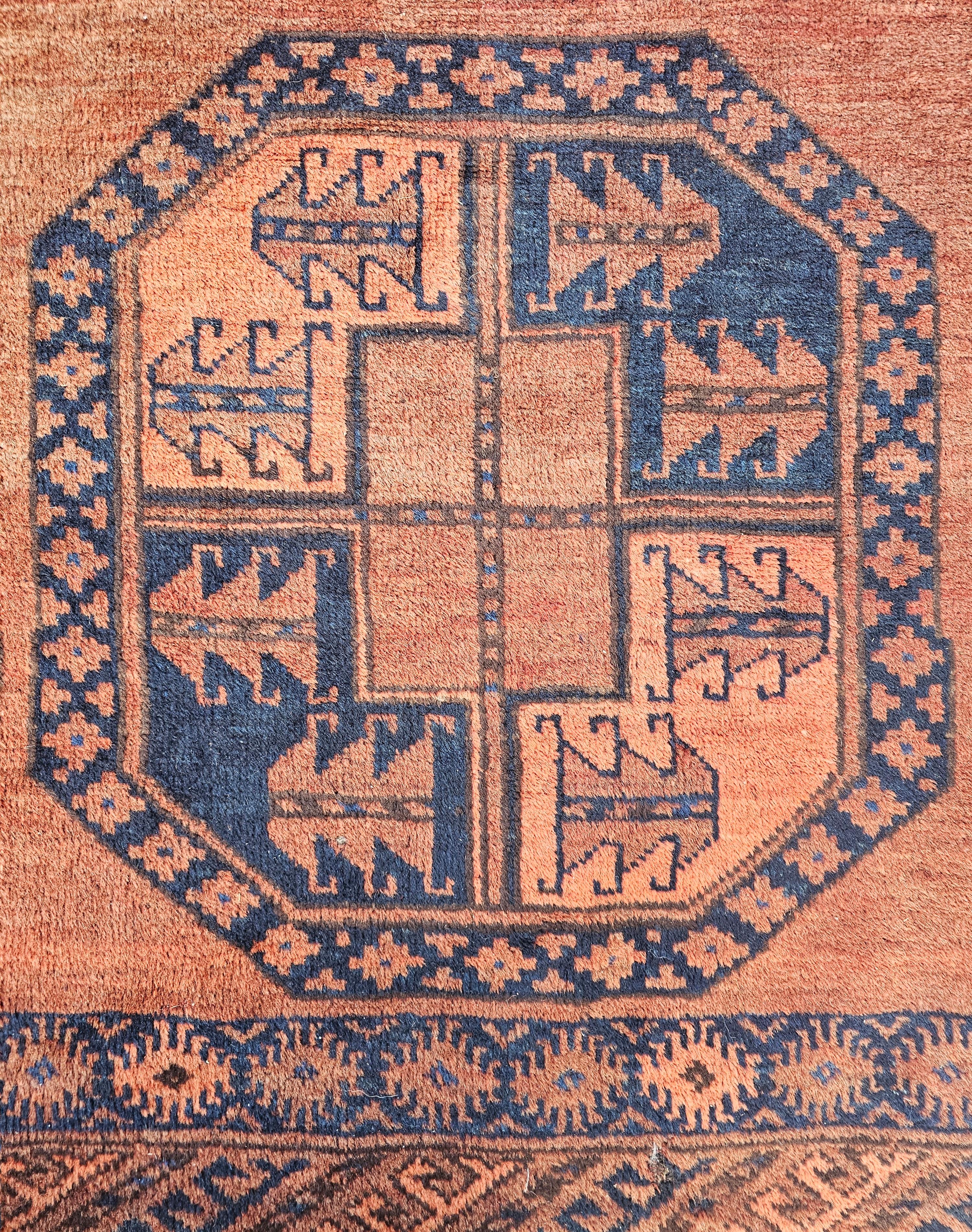 Antique XL Afghan Ersari Rug, hand-knotted, wool with silk details For Sale 4