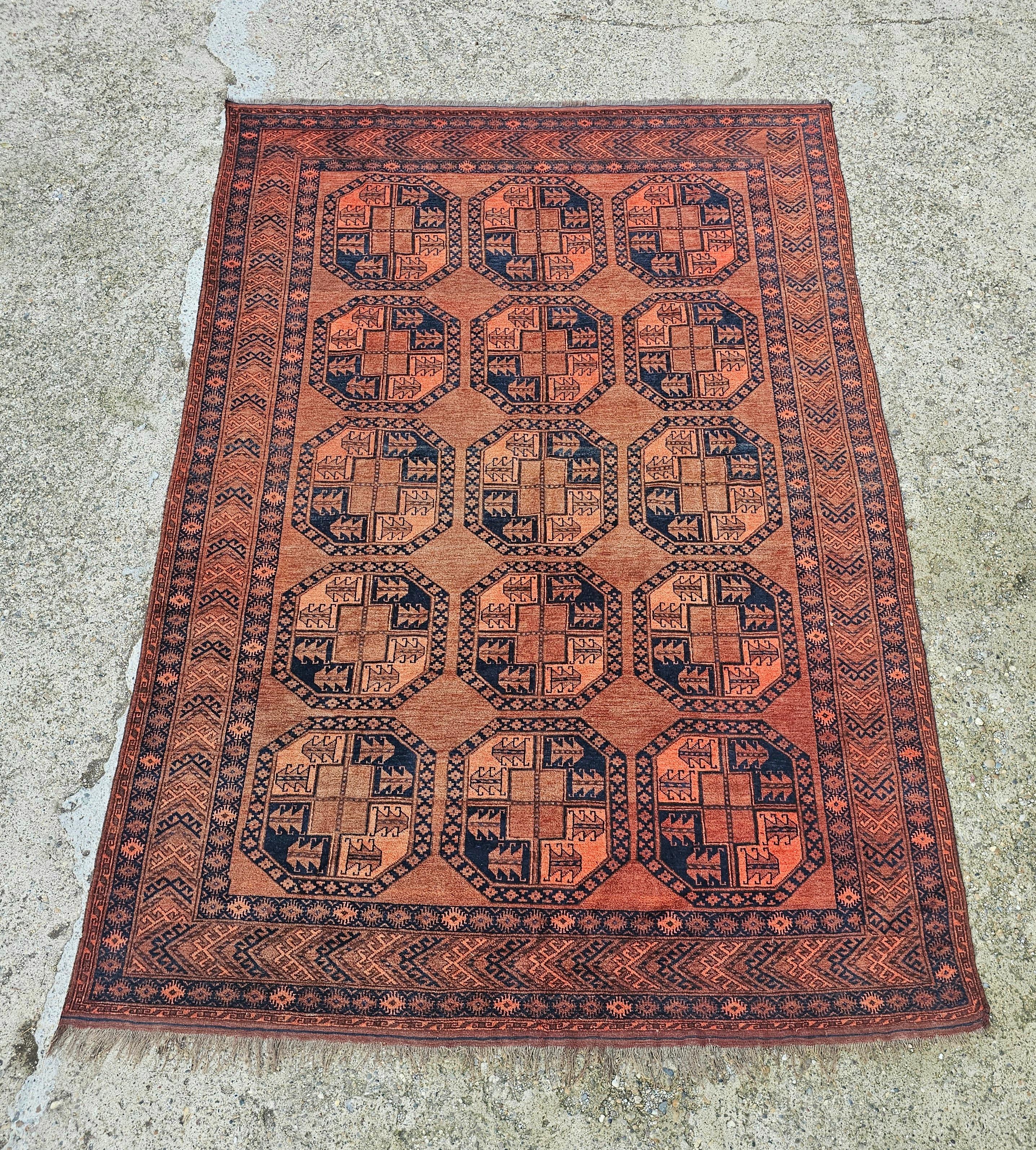 Antique XL Afghan Ersari Rug, hand-knotted, wool with silk details For Sale 6
