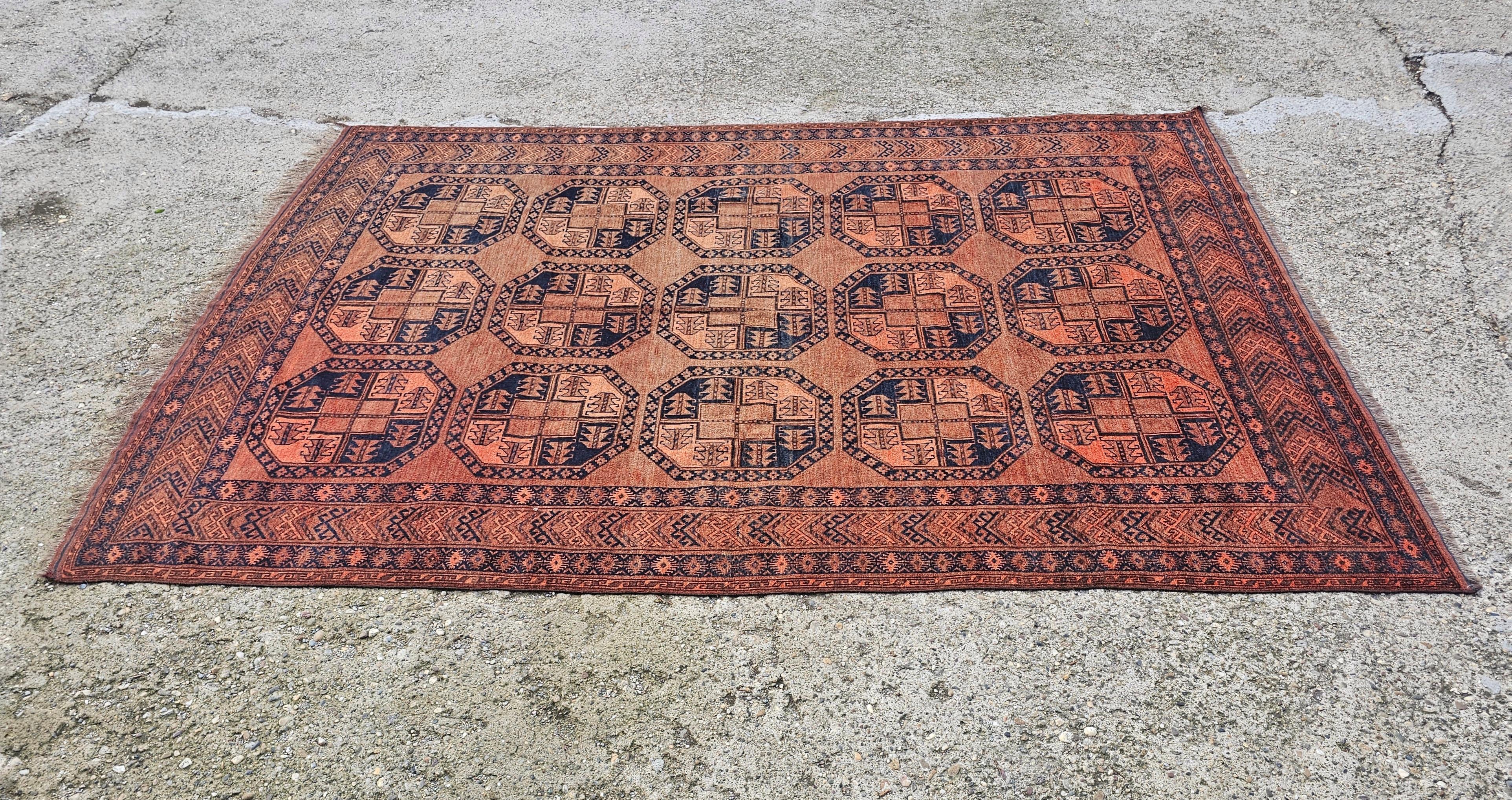 Tribal Antique XL Afghan Ersari Rug, hand-knotted, wool with silk details For Sale