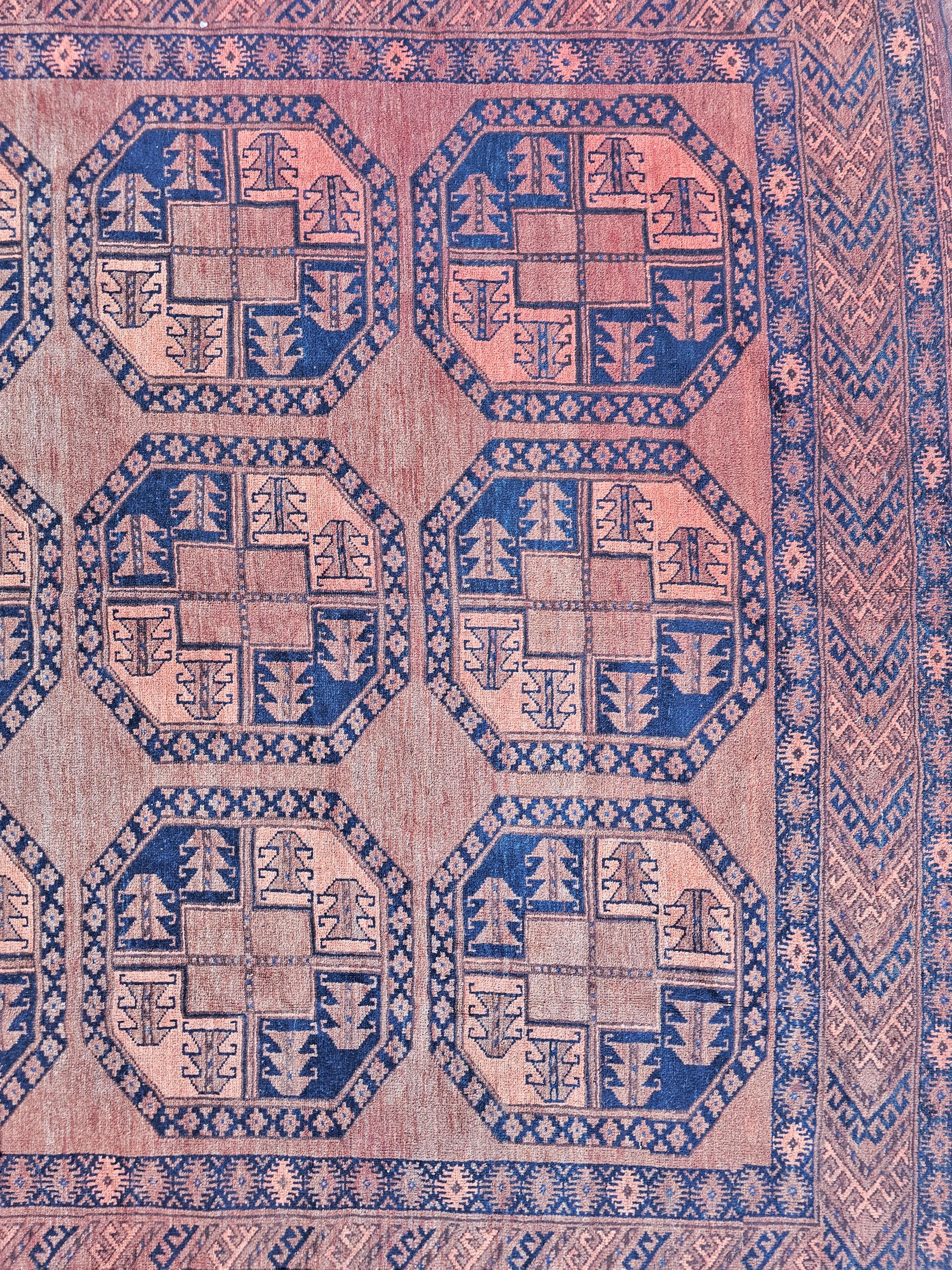 Early 20th Century Antique XL Afghan Ersari Rug, hand-knotted, wool with silk details For Sale