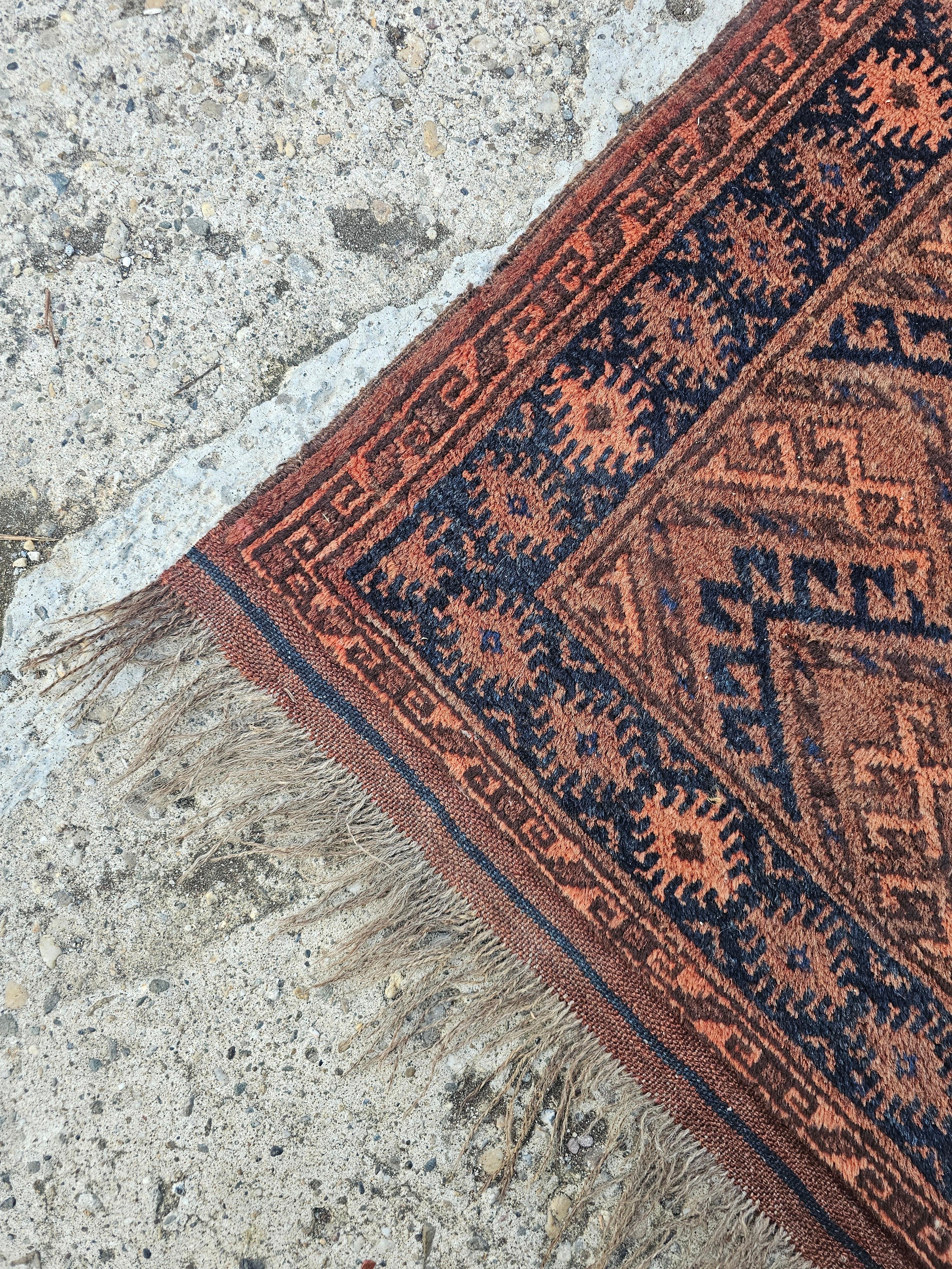 Wool Antique XL Afghan Ersari Rug, hand-knotted, wool with silk details For Sale