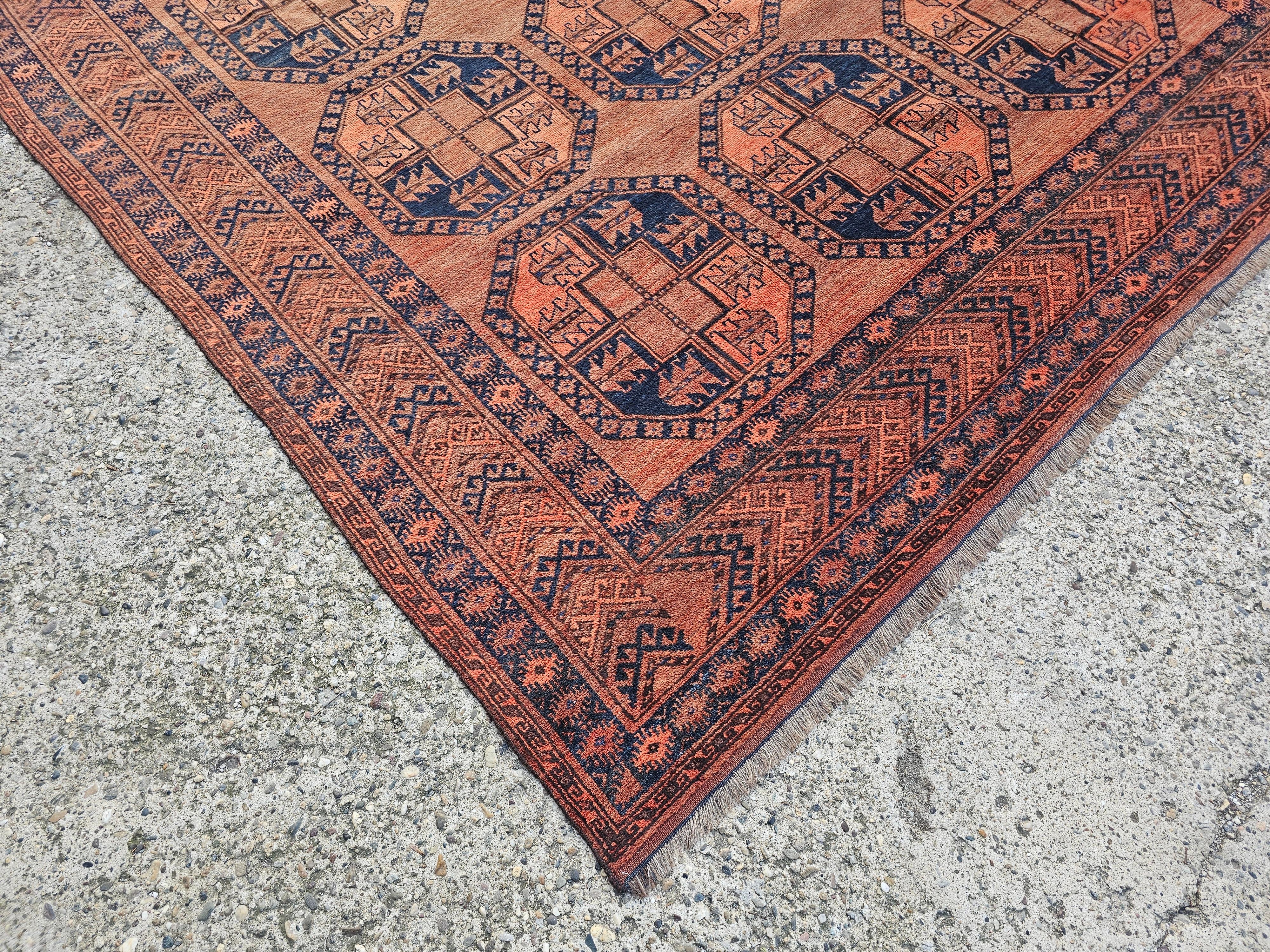 Antique XL Afghan Ersari Rug, hand-knotted, wool with silk details For Sale 3