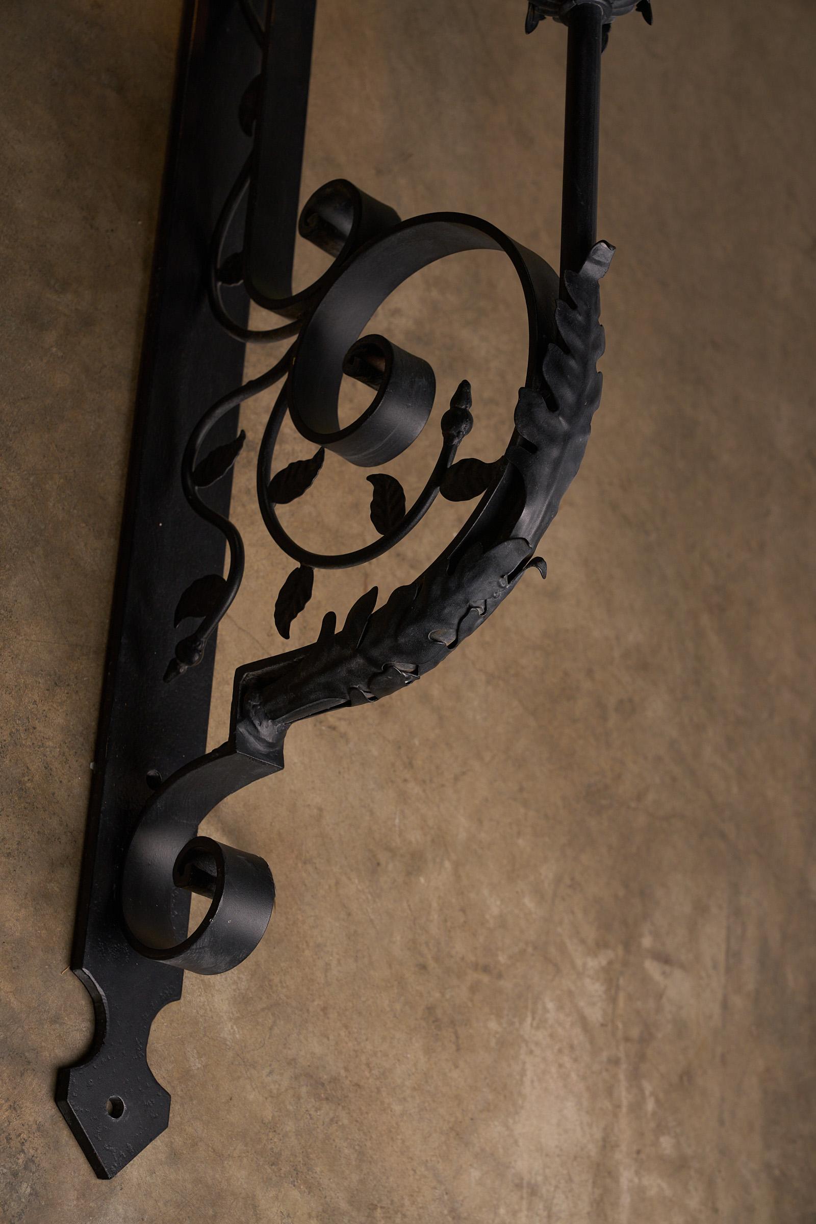 19th Century Antique XL Wrought Iron Wall Lanterns – Pair