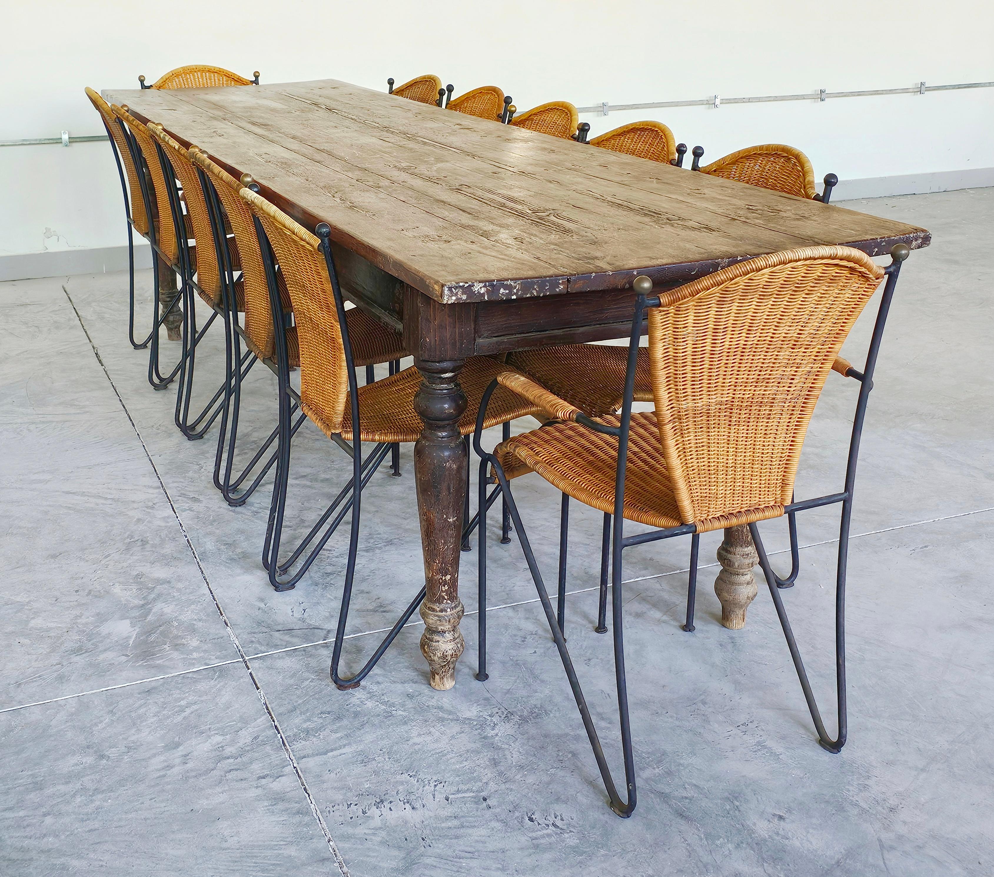 Antico tavolo da fattoria vittoriano XXL con ricca patina, in legno di pino, Inghilterra, anni 1850 in vendita 4